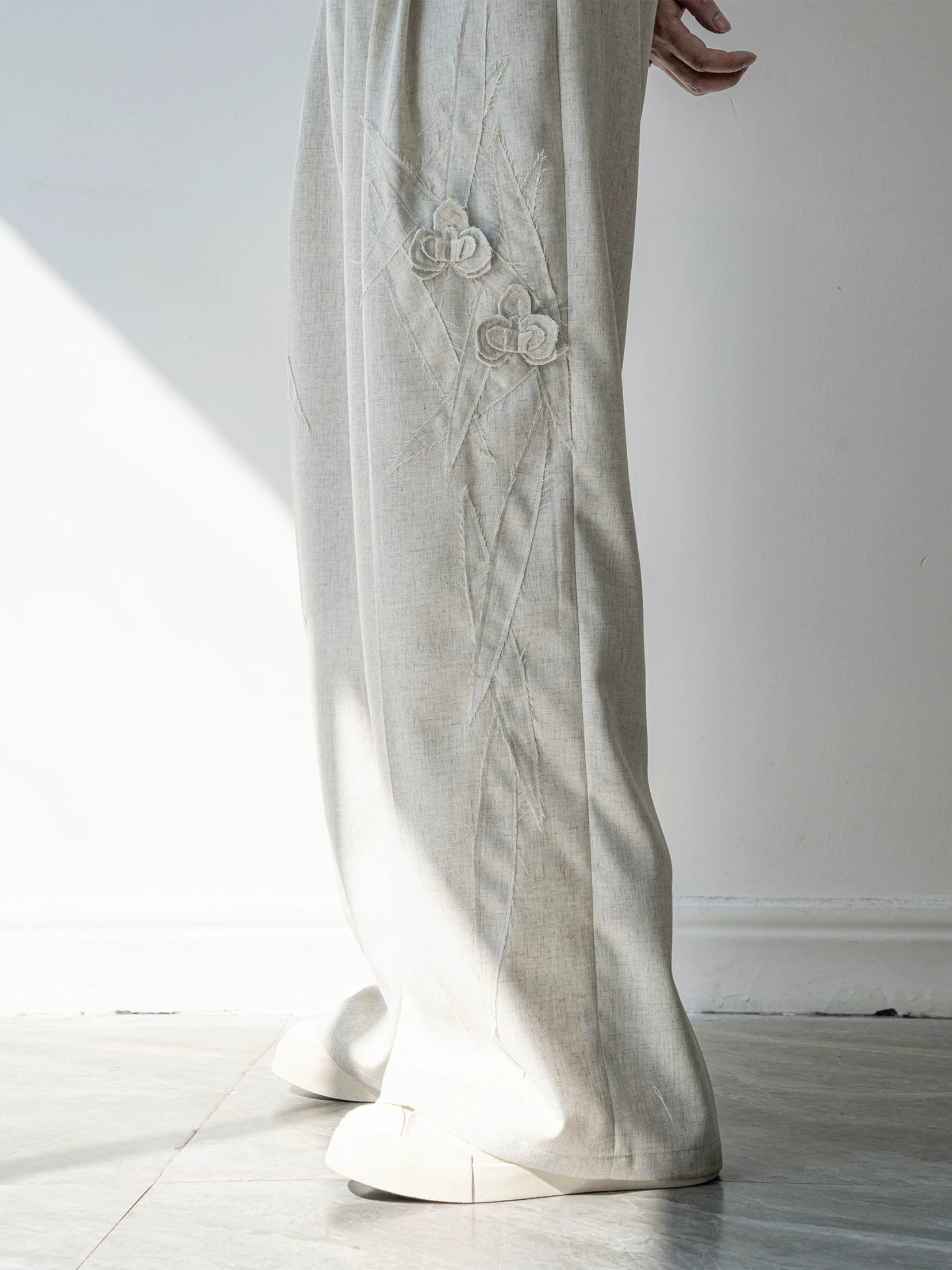 Morning Haze Linen Wide‑Leg Trousers