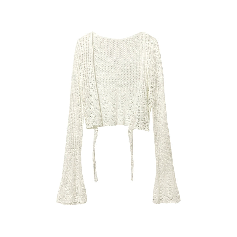 Sheer Knit Tie Cardigan