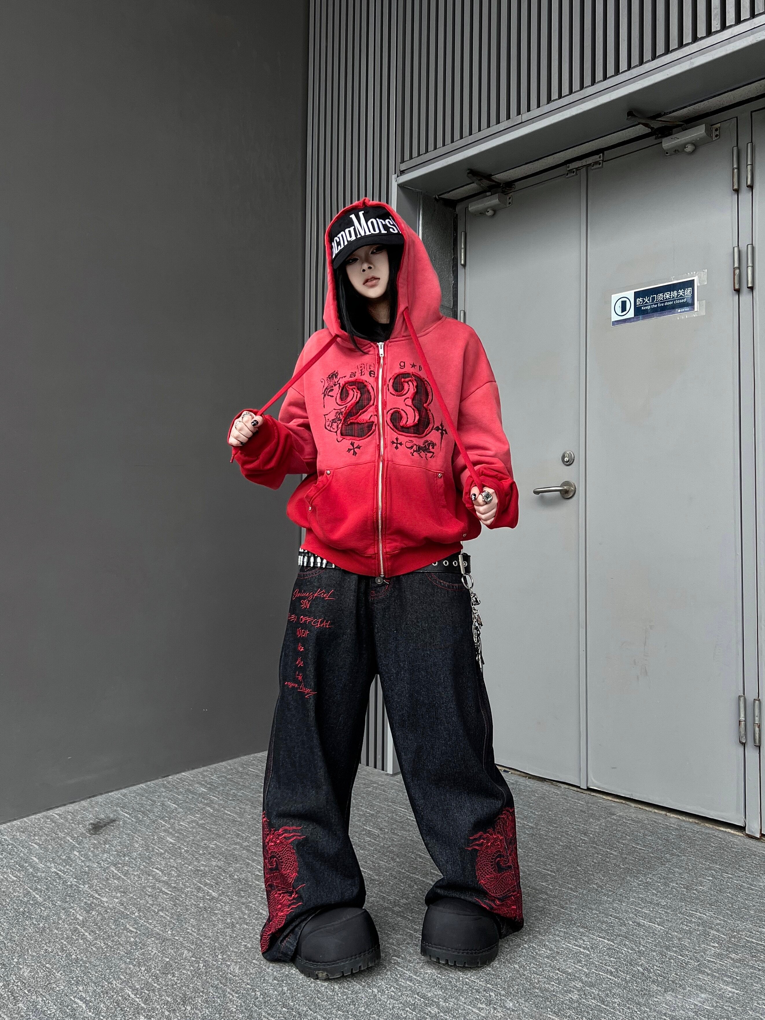 Men's Gradient Washed Cropped Oversized Zip-Up Hoodie