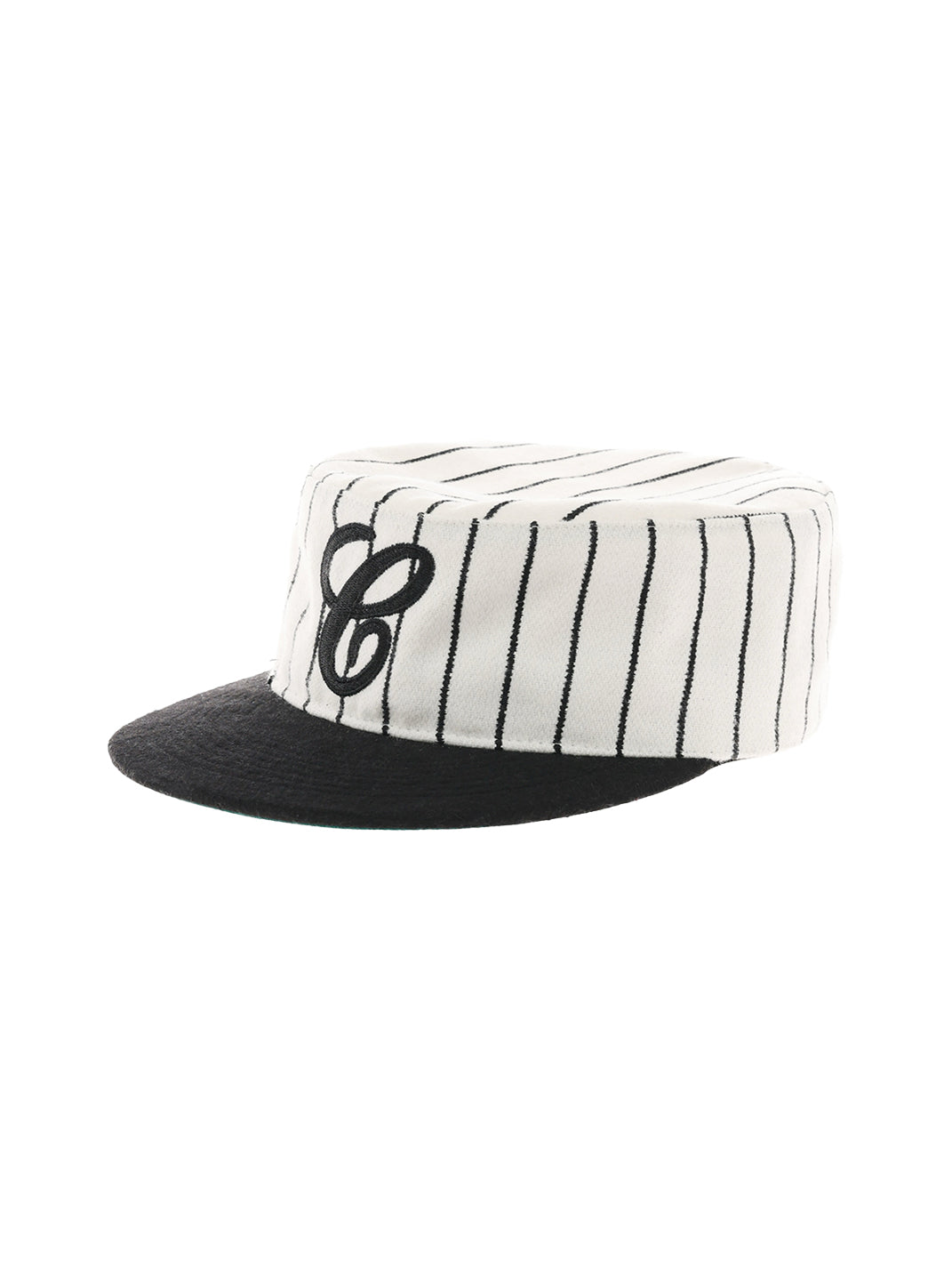 Pinstripe Wool-Blend C-Embroidered Cap - Black Embroidery - Product angle - view 1