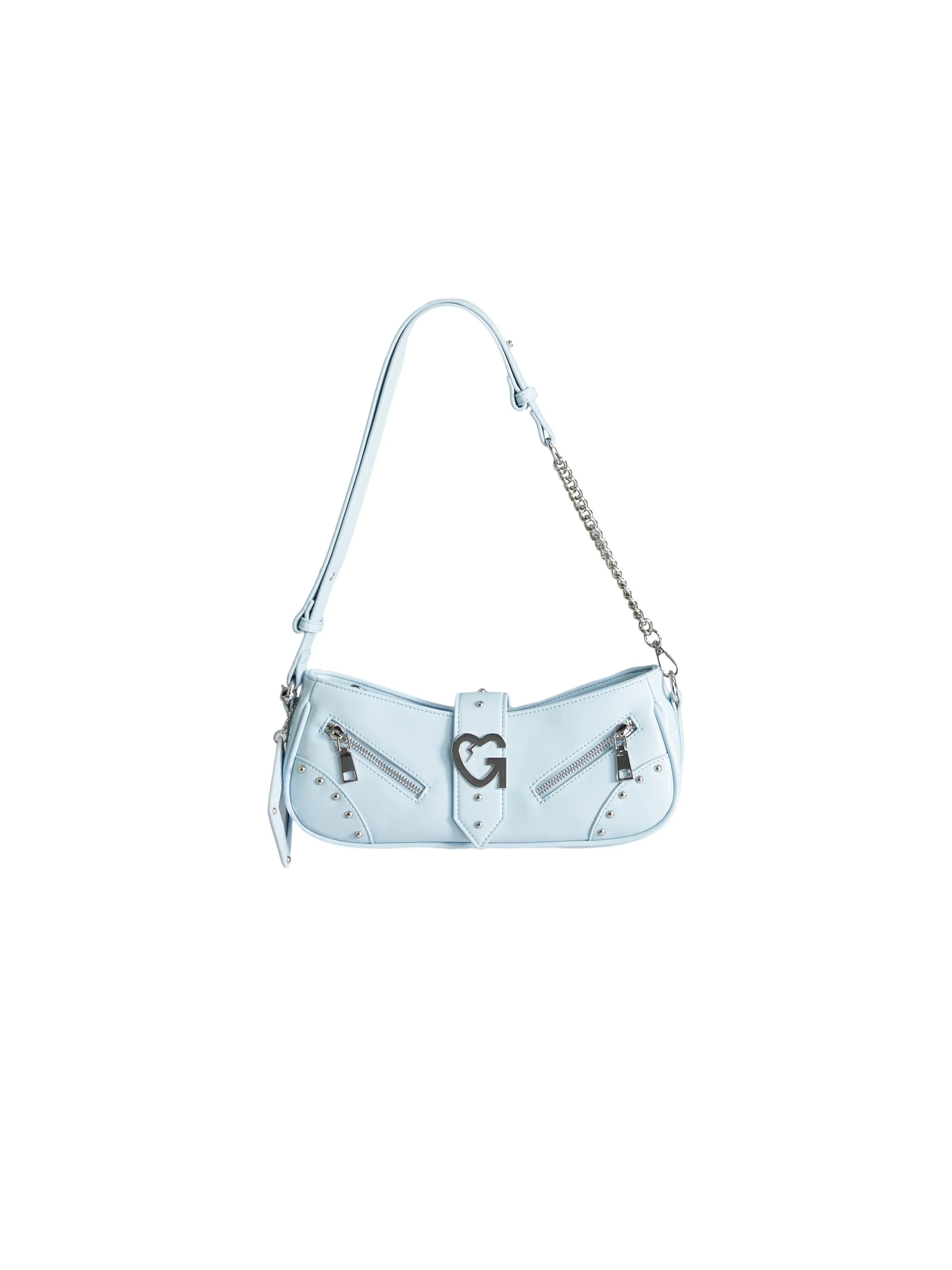 Edgy Baguette Shoulder Bag with Chain Strap