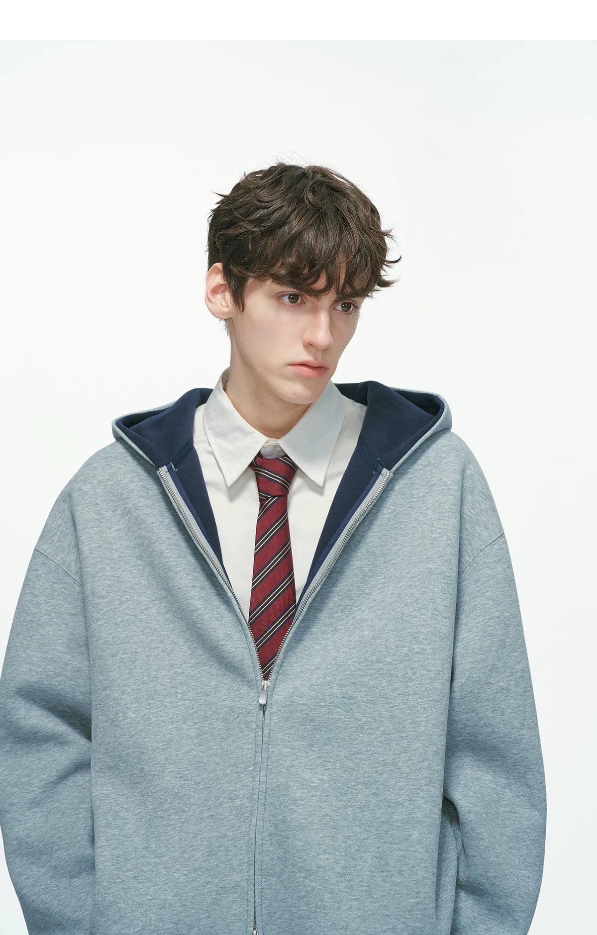Dual-Tone Varsity Zip Hoodie