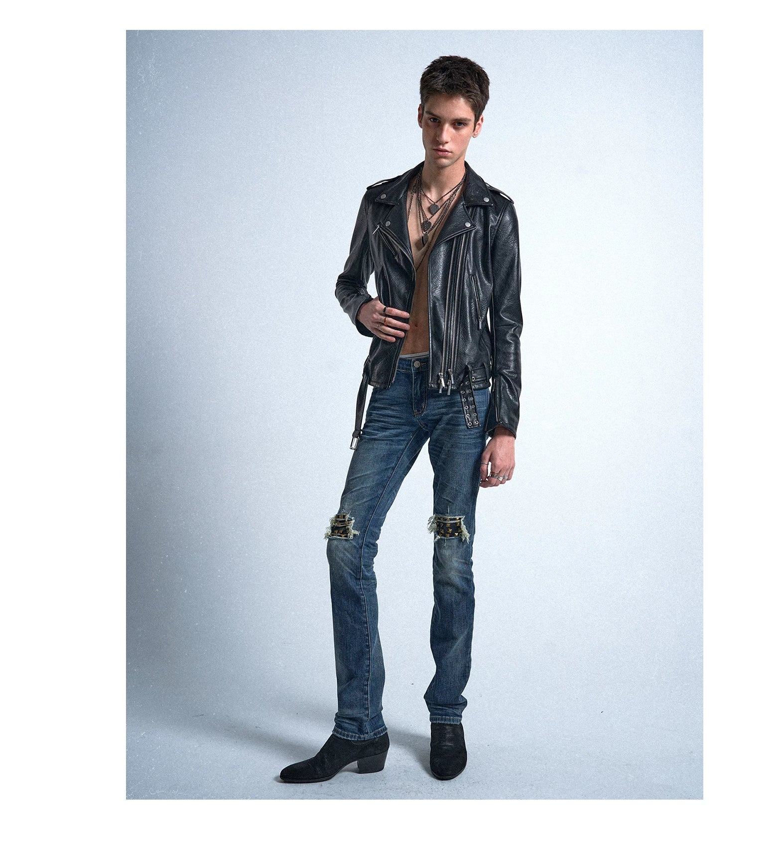 Blue Ghost Knee‑Slash Slim Jeans