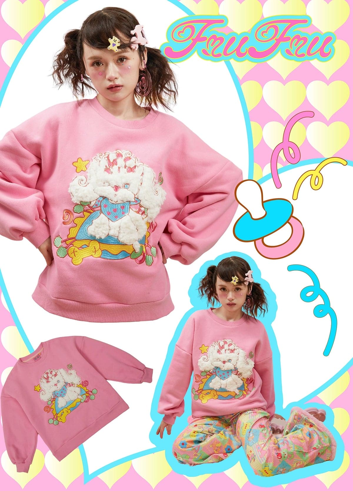 Cute Fluffy Puppy Fleece Pink Sweatshirt - chiclara