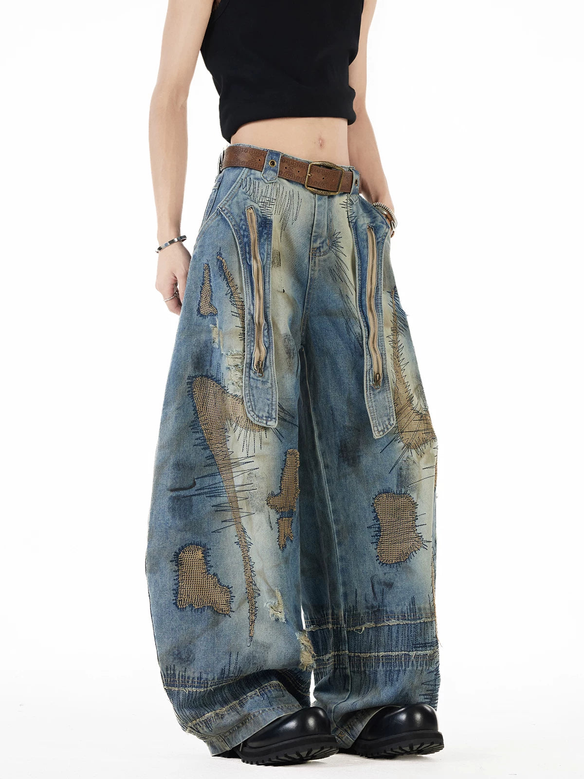 Rustic Relic Patchwork Balloon Jeans