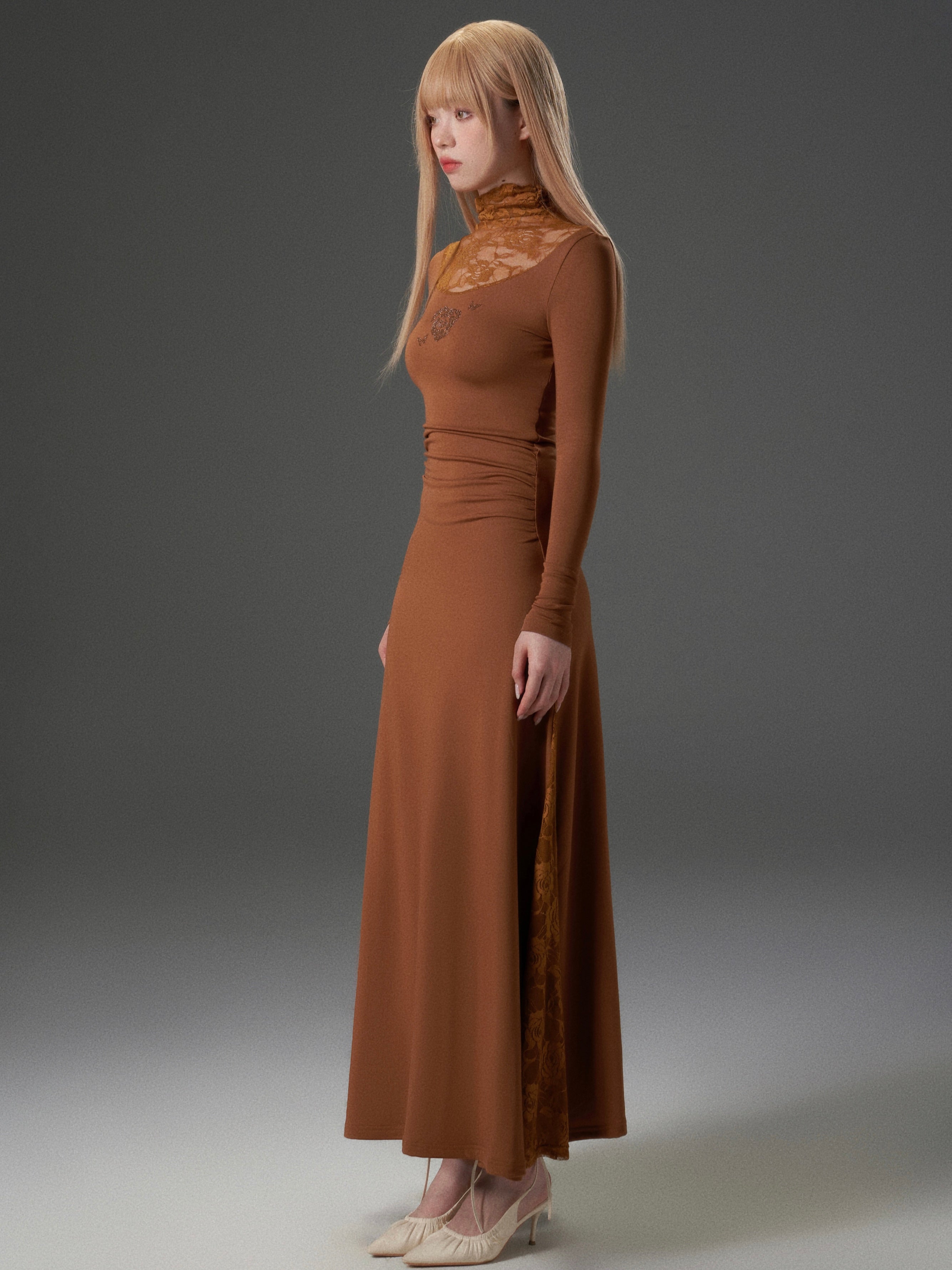 Caramel Turtleneck Gown