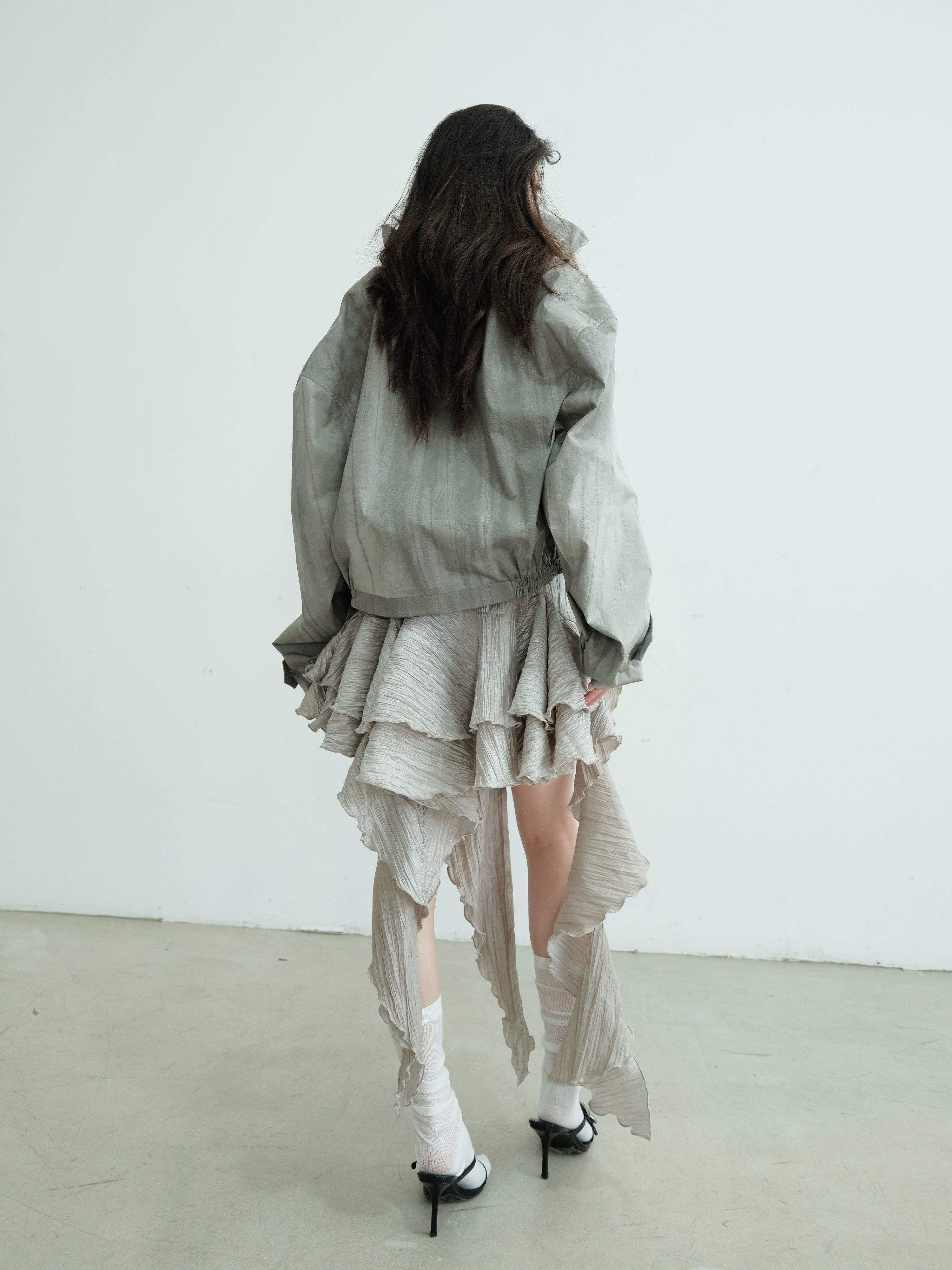 Lightweight Hooded Zip-Up Metallic Bomber Jacket