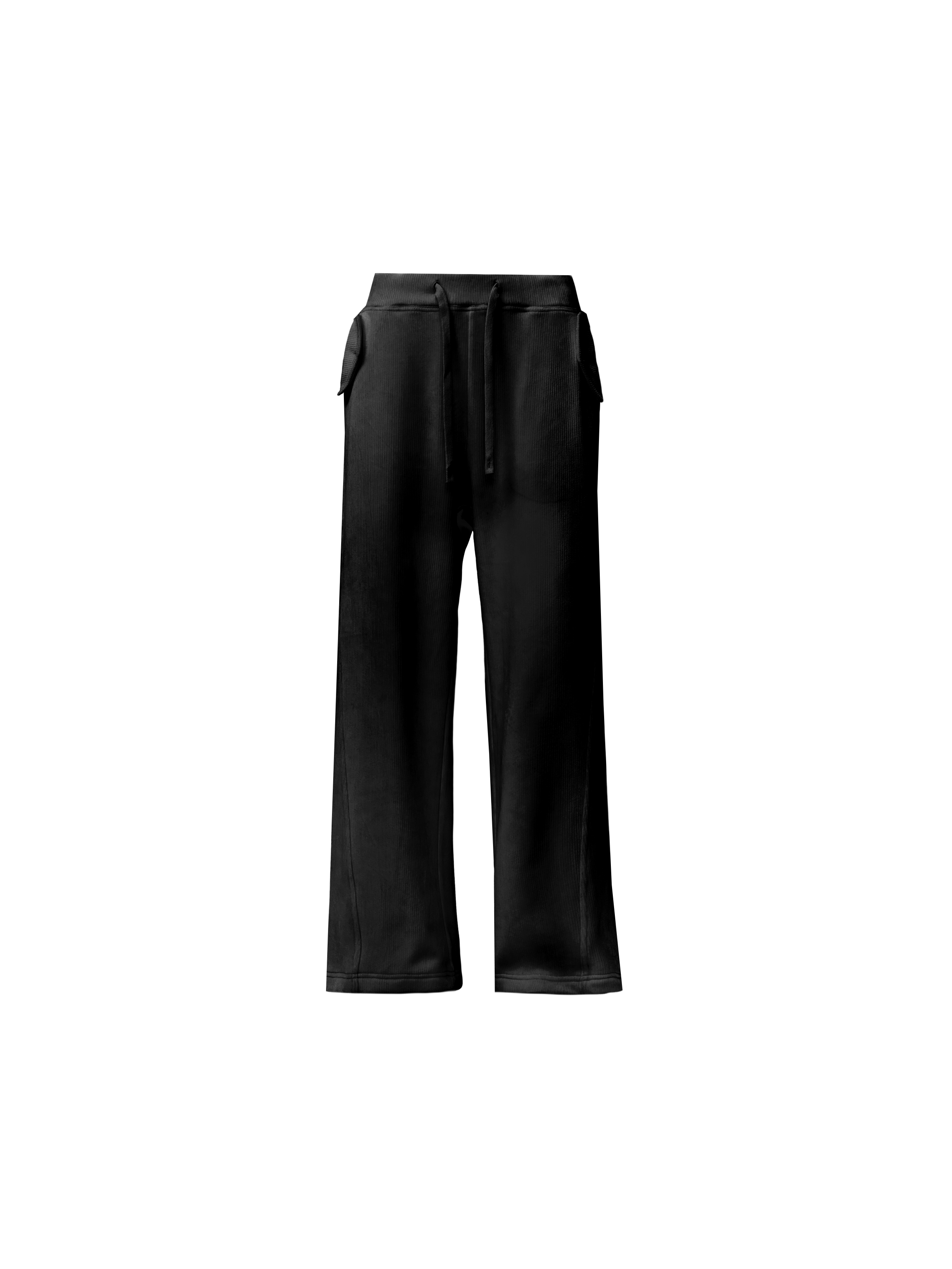 Wide-Leg Drawstring Lounge Pants in Black and Cream