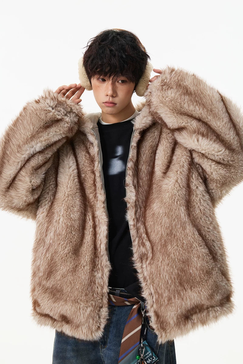 Glacier Haze Faux-Fur Hoodie Coat