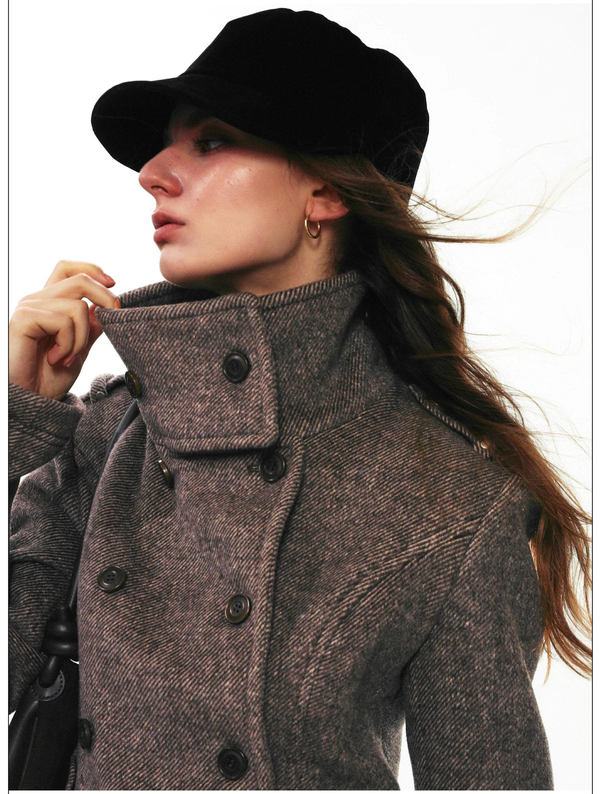 Herringbone Tweed Peacoat Jacket