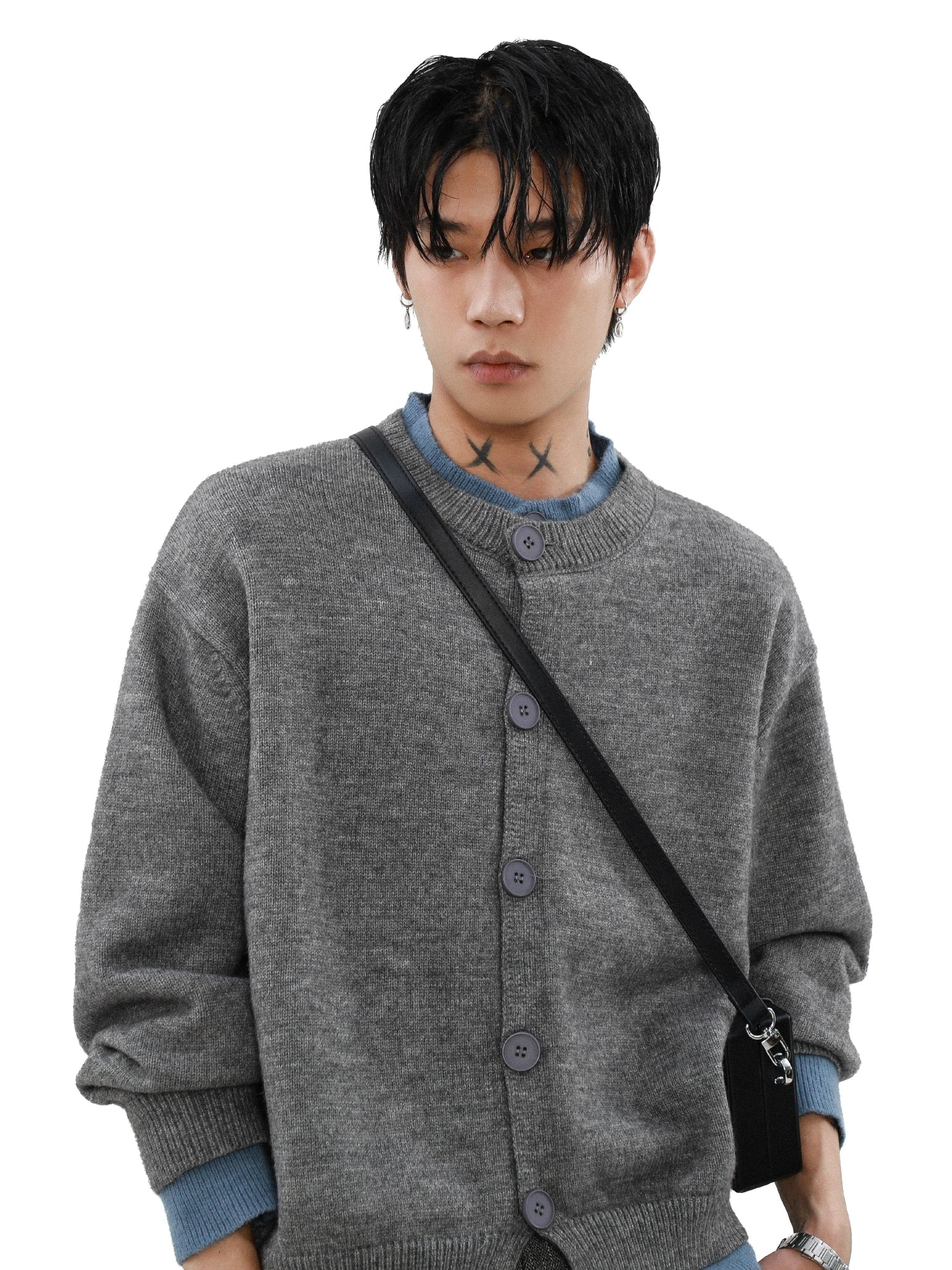 Slate Mist Oversized Knit Cardigan