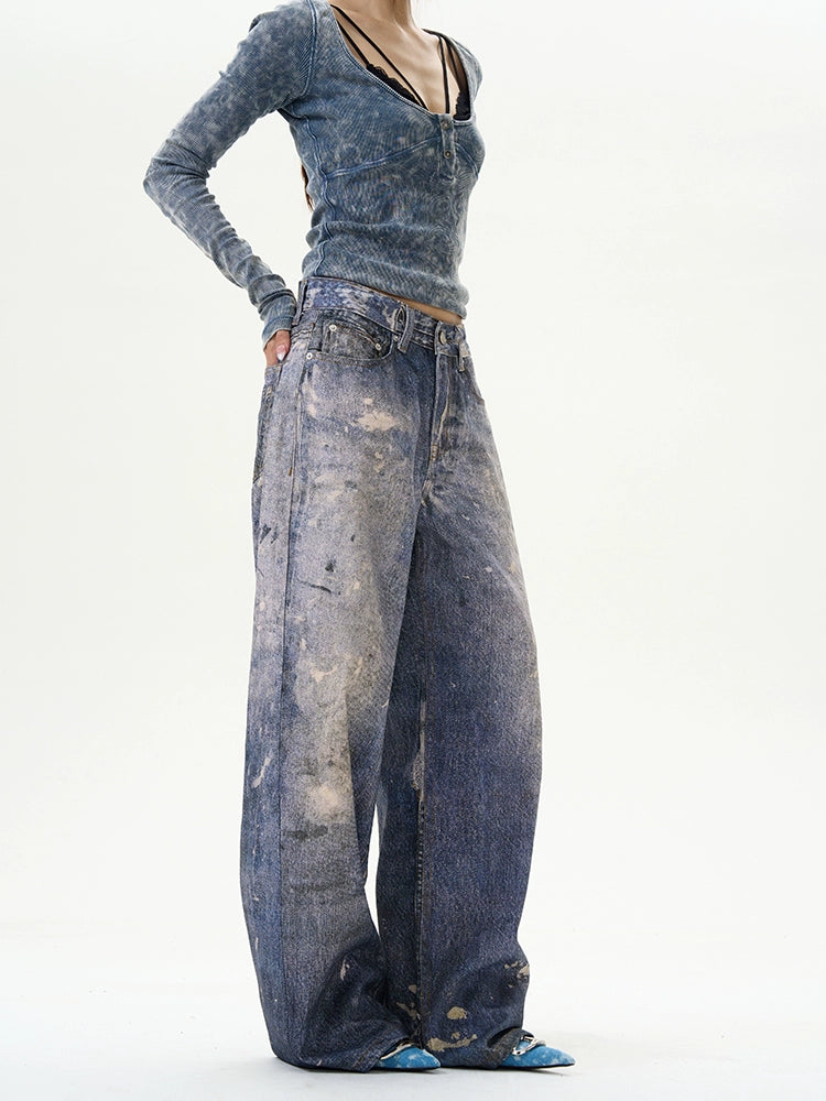 Indigo Splash Grunge Jeans