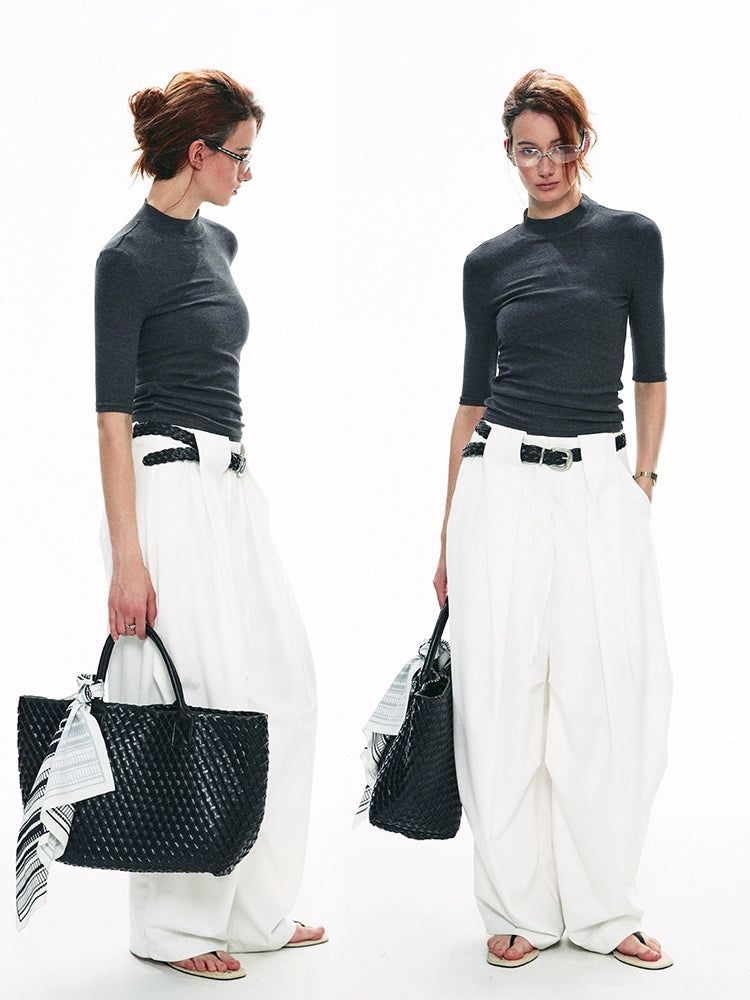 Mock Neck Half-Sleeve Top