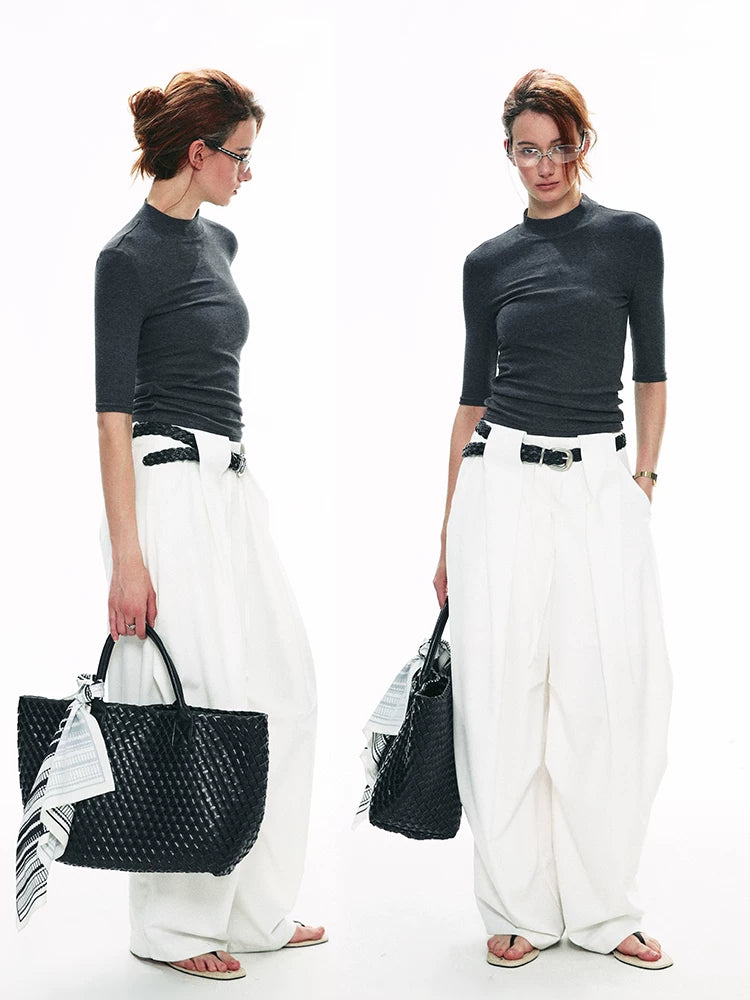 Ribbed Mock Neck Fitted Top