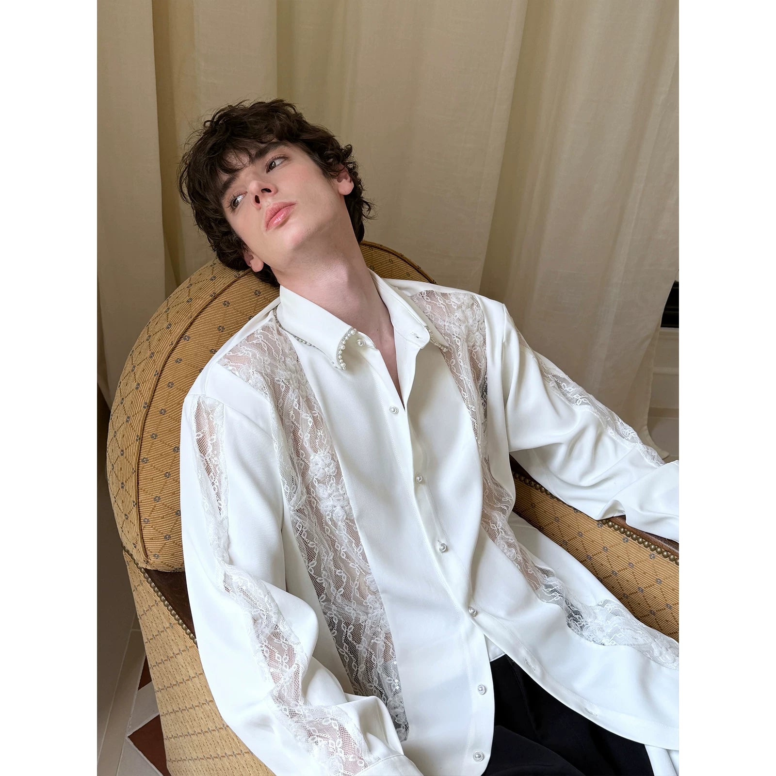 Ivory Reverie Pearl Lace Shirt