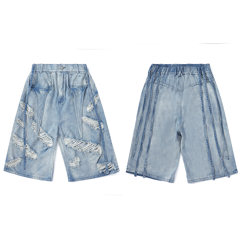 DND4DES Distressed Denim Bermuda Shorts