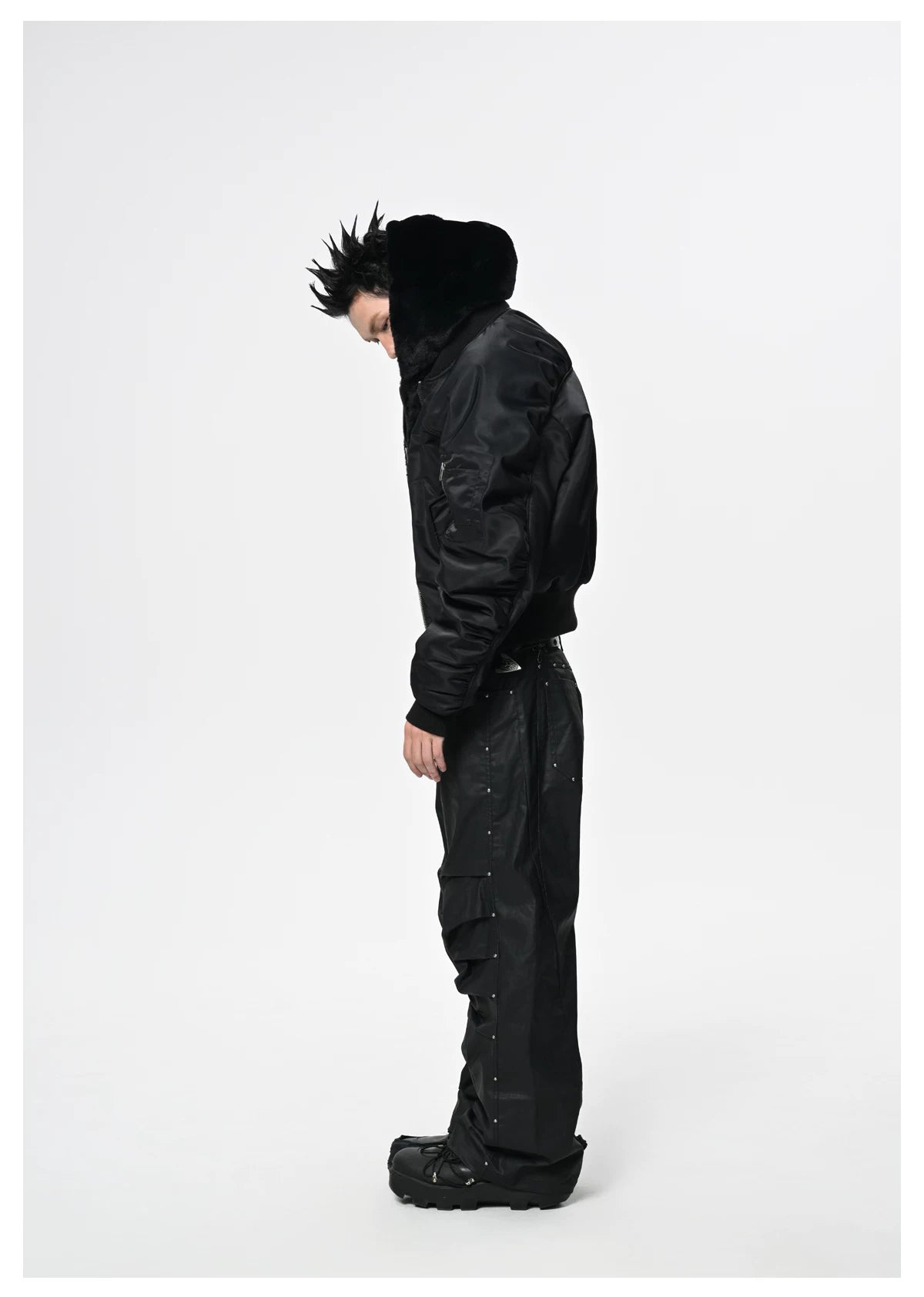 Obsidian Cocoon Hooded Bomber Jacket