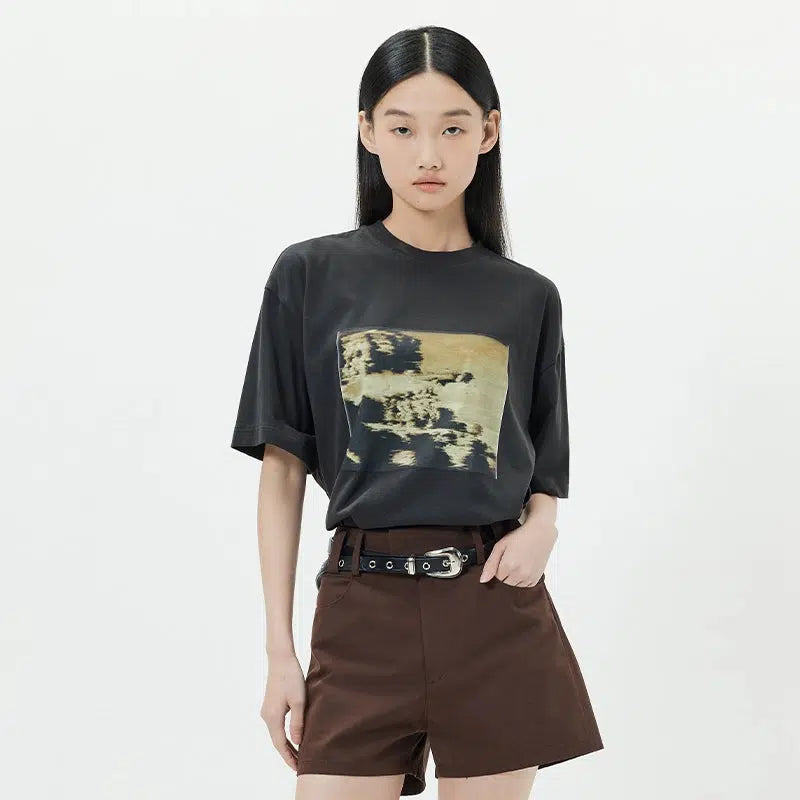 Graphic Print Vintage Tee - chiclara