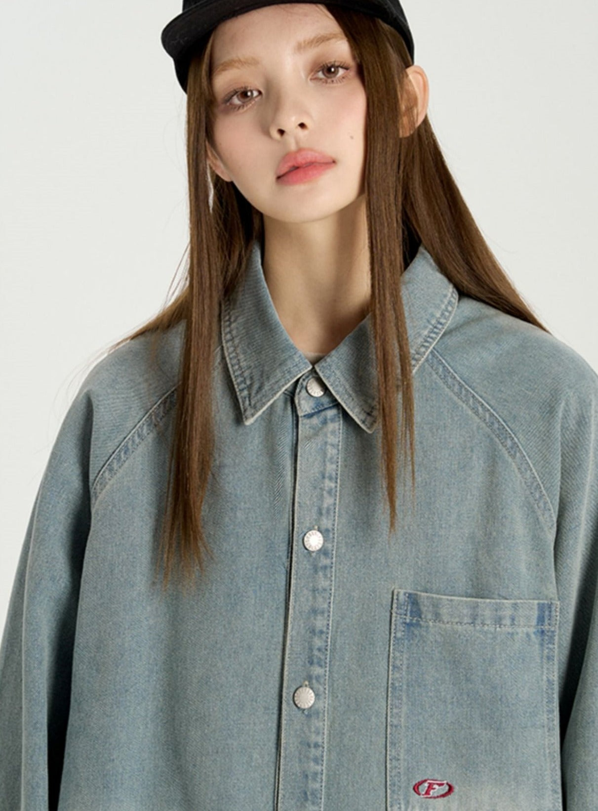 Retro Distressed Denim Shirt - chiclara