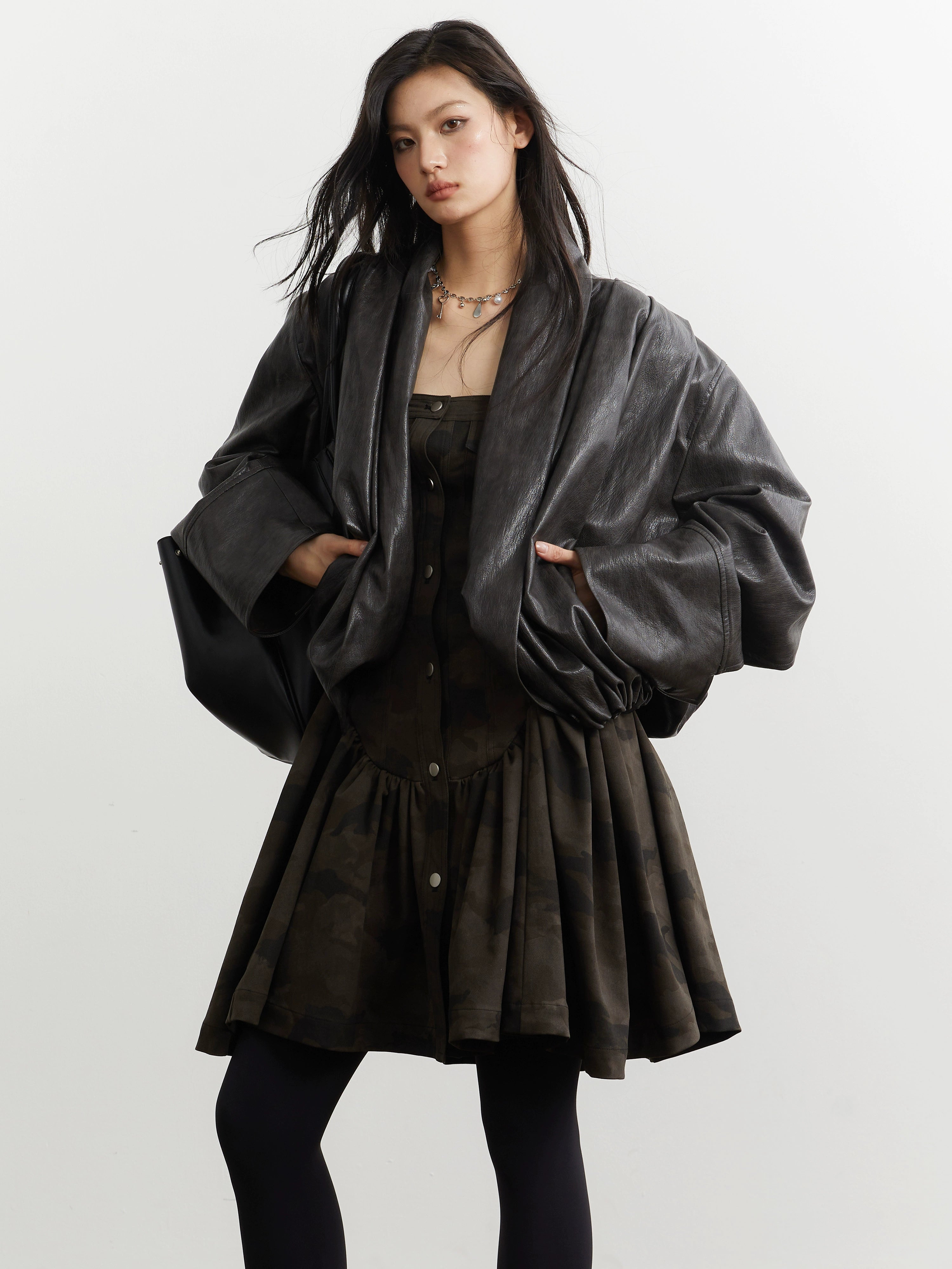 Eclipse Veil Sculpted Leather Jacket