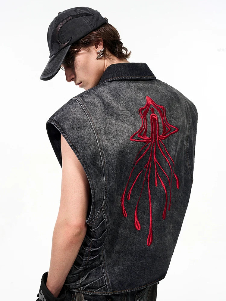 Asymmetric Denim Vest & Denim Jeans Setup