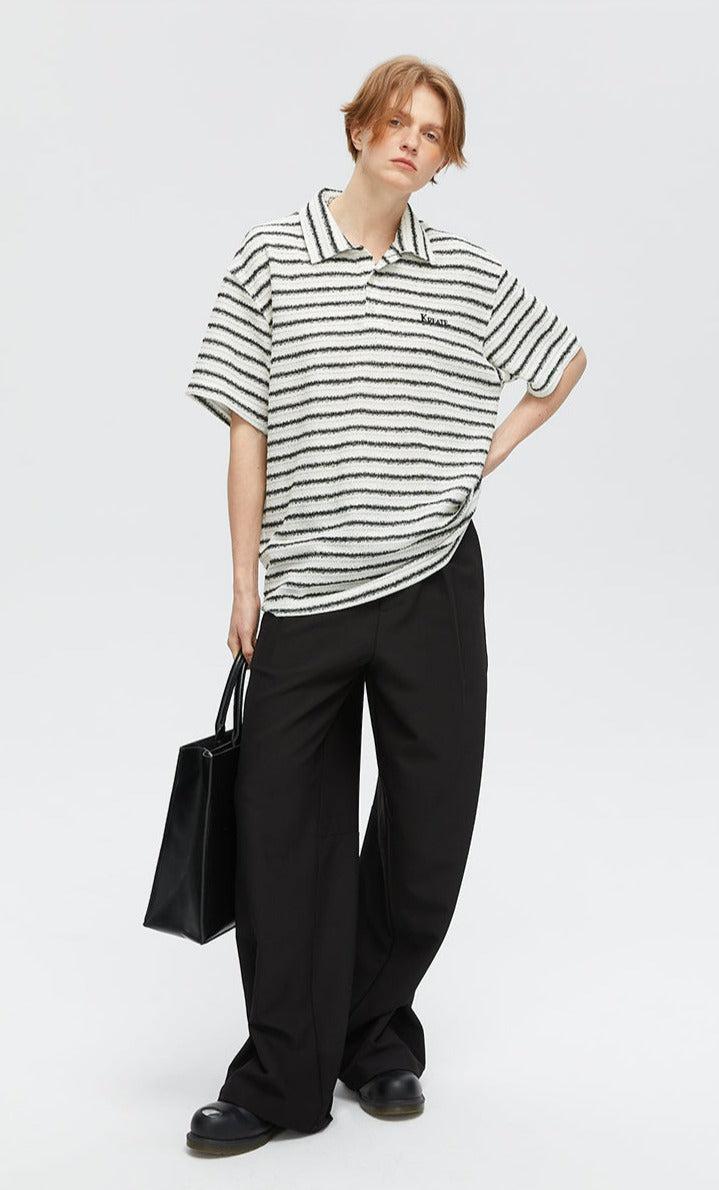 Trousers with Fold and Button Detail - chiclara