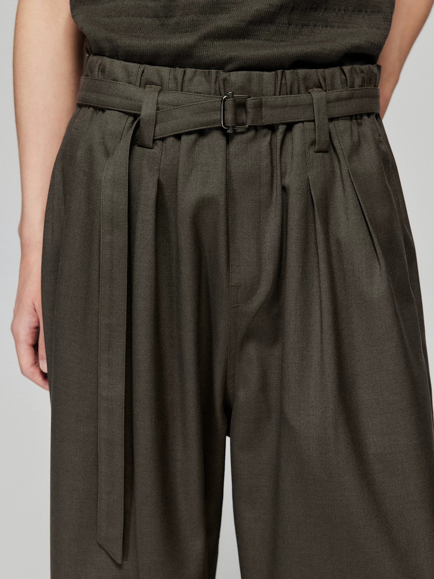 Umber Sash Pleat Wide Trousers