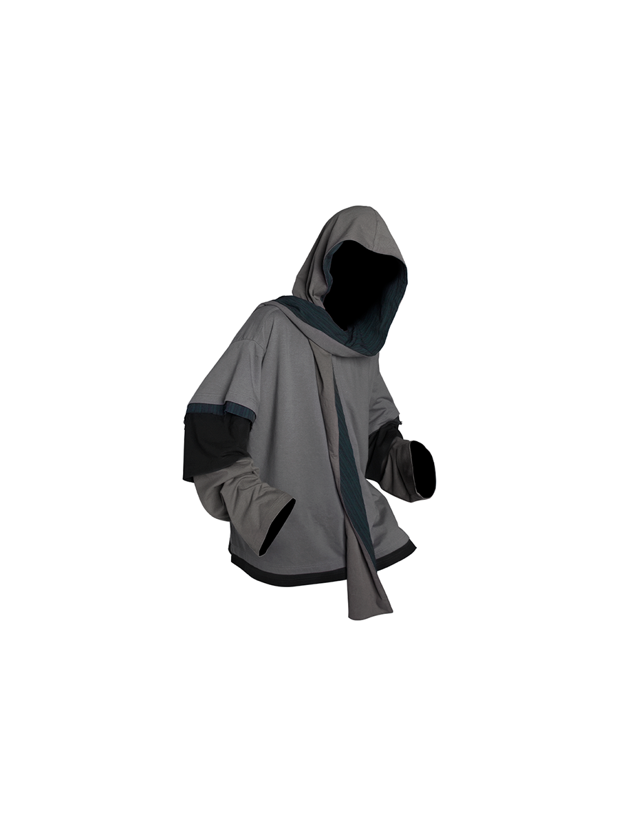 Layered Hooded Color Block Sweatshirt