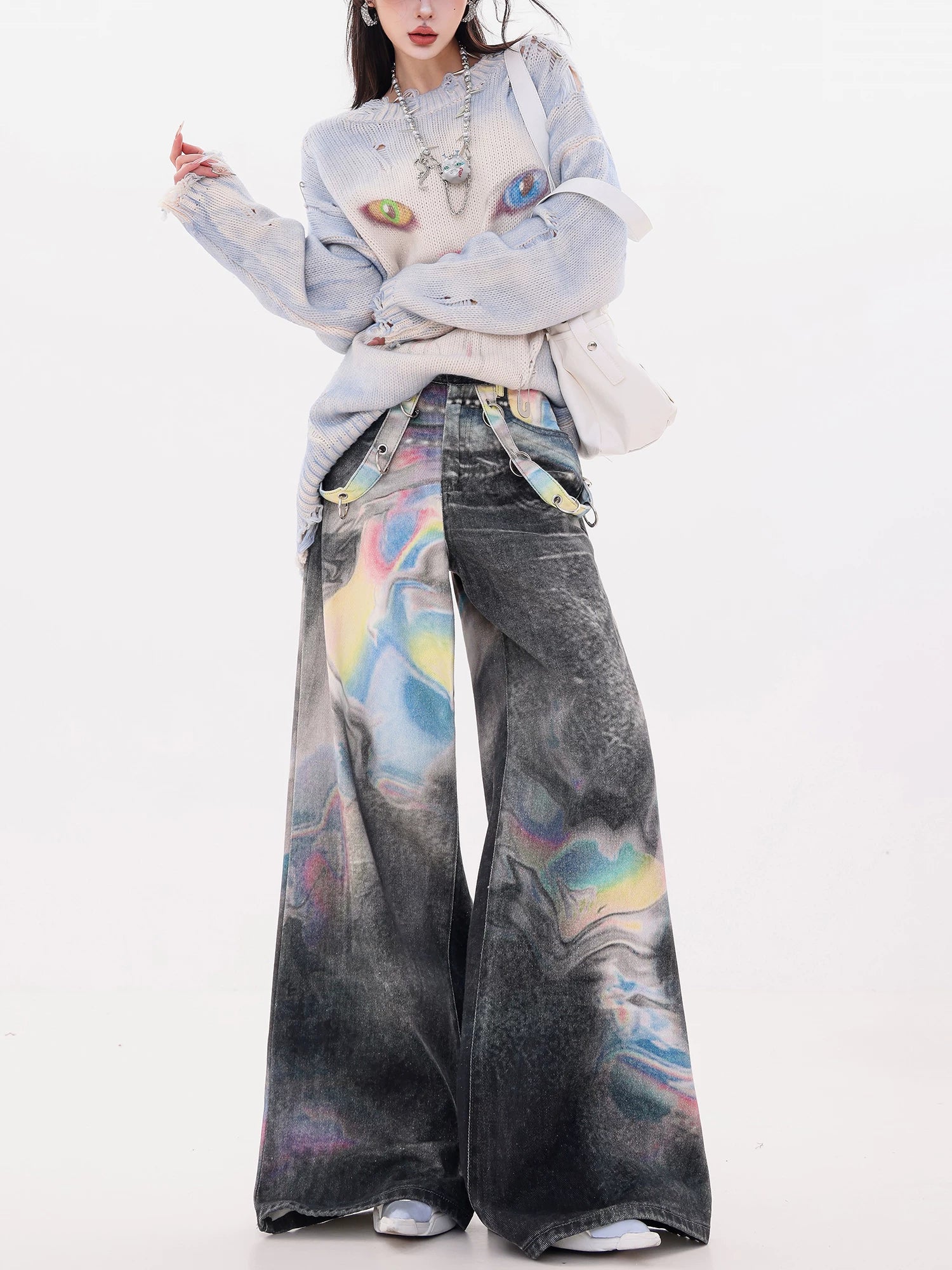 Gradient Wash Wide-Leg Jeans