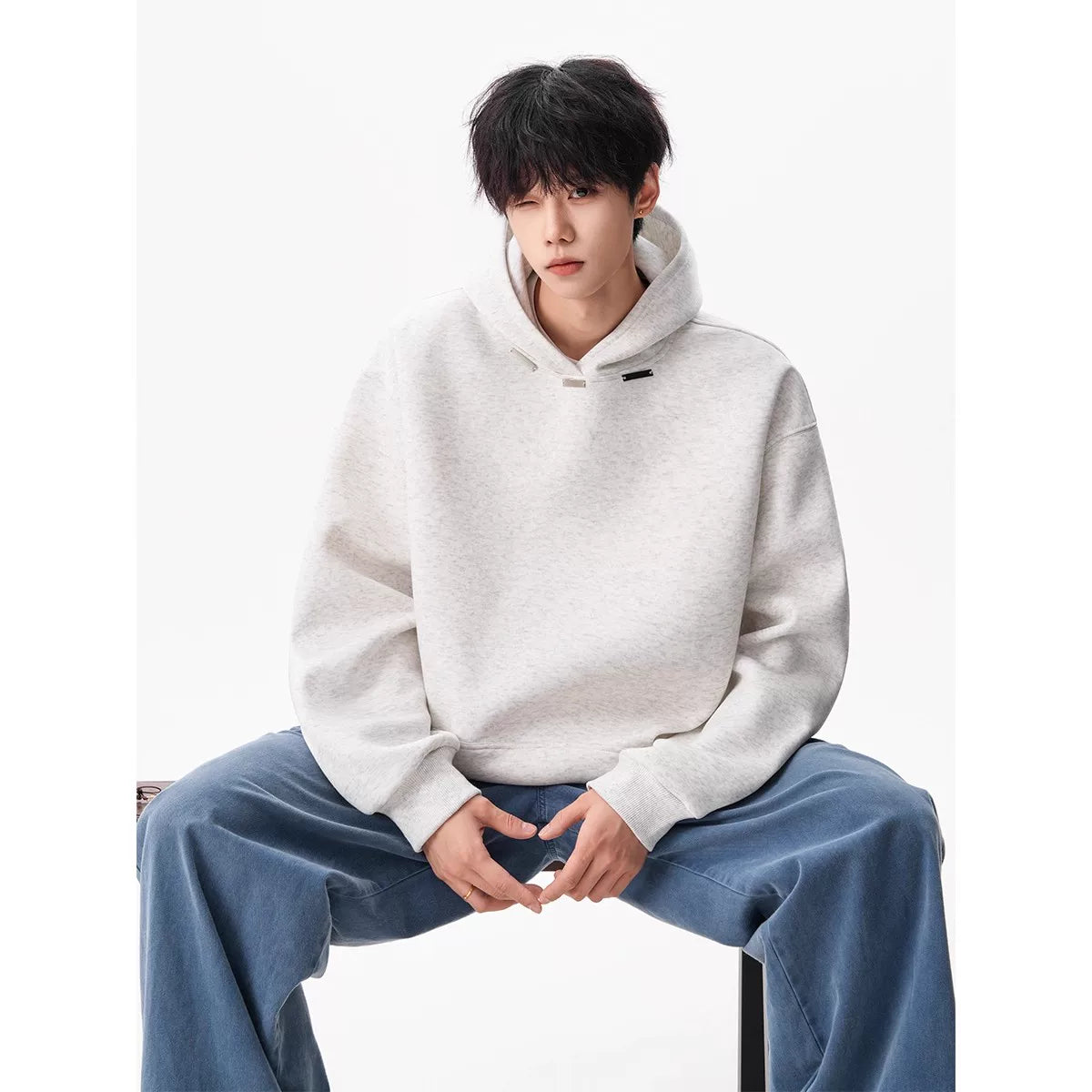 Noir Minimal Drop‑Shoulder Hoodie