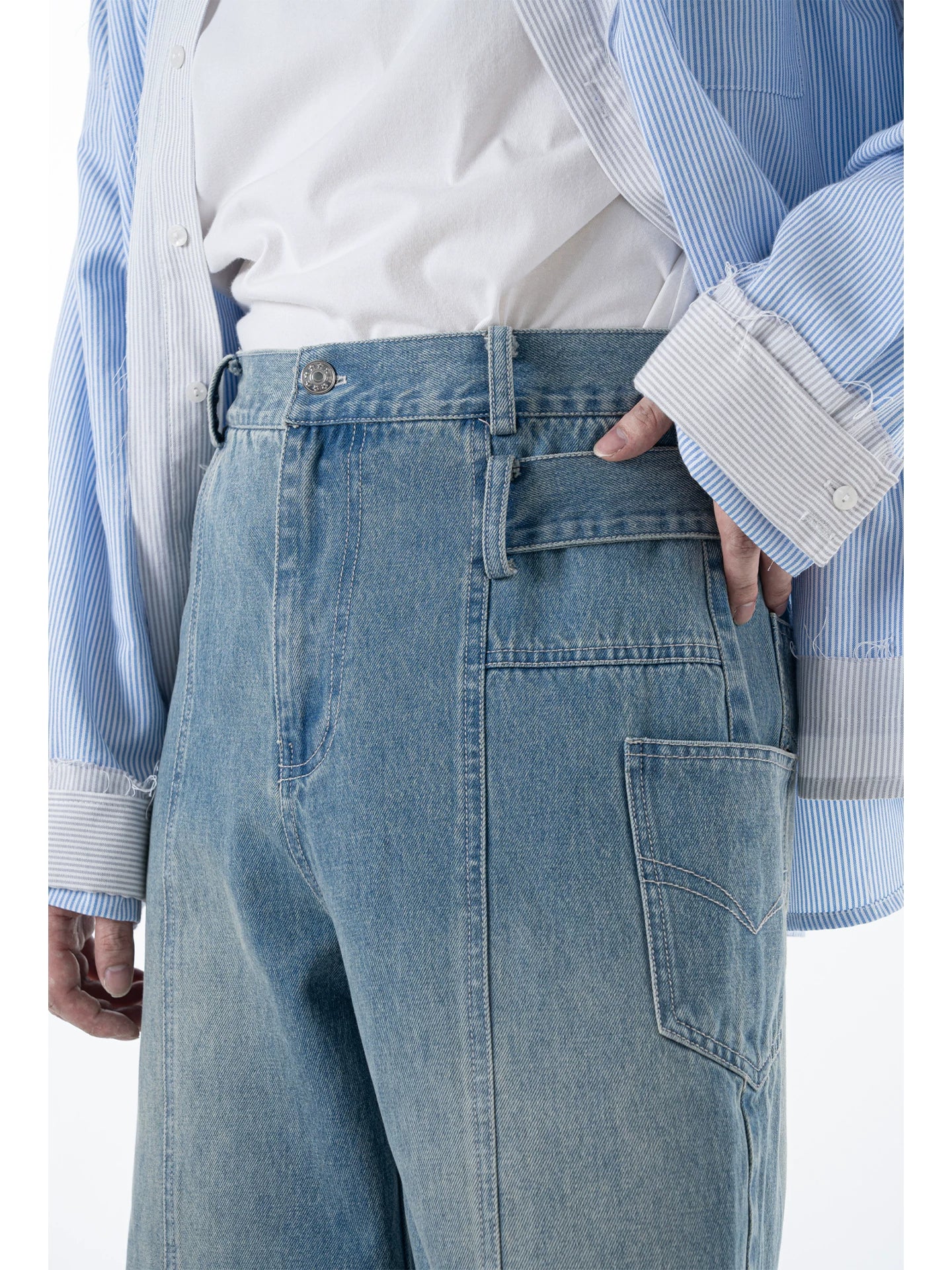 Skyline Panel Wide‑Leg Jeans