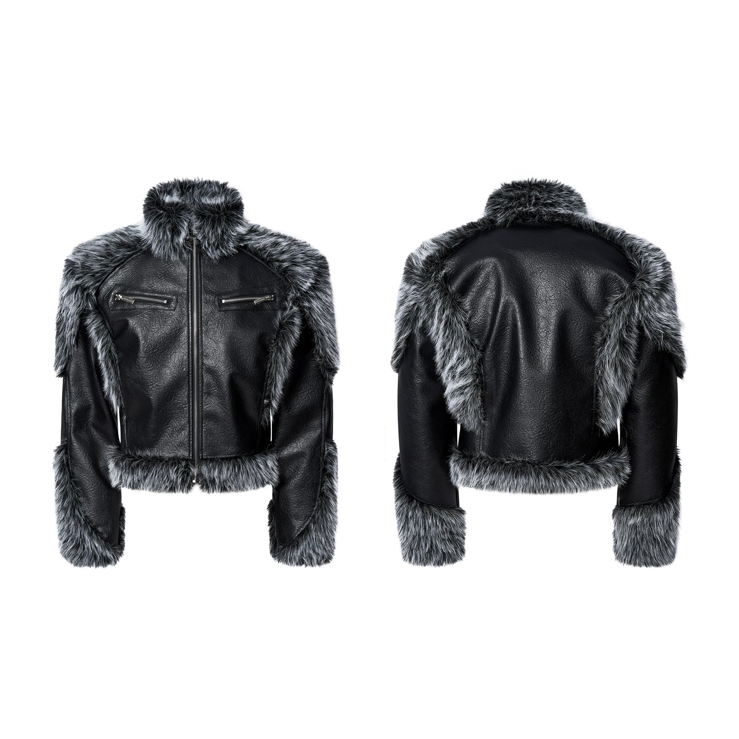 Frostfang Trim Faux-Fur Biker Jacket