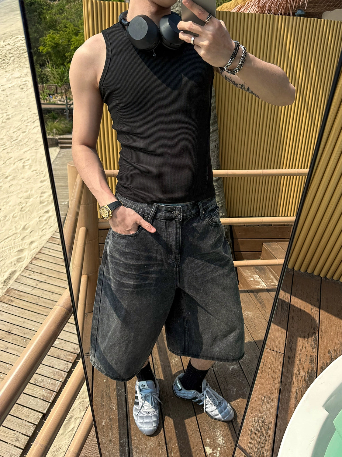 Shadow Wash Denim Culottes