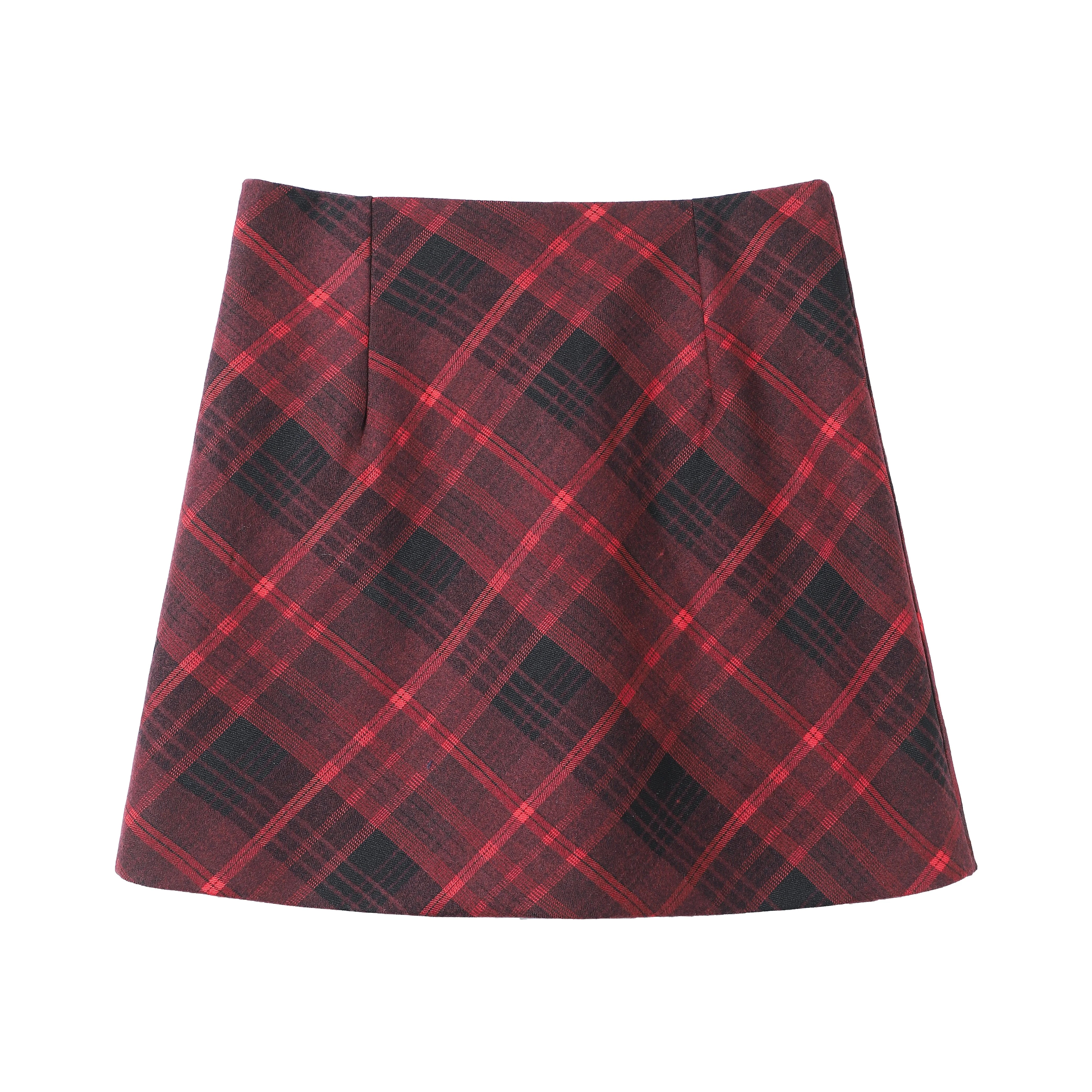 High-Waisted Plaid Skirt