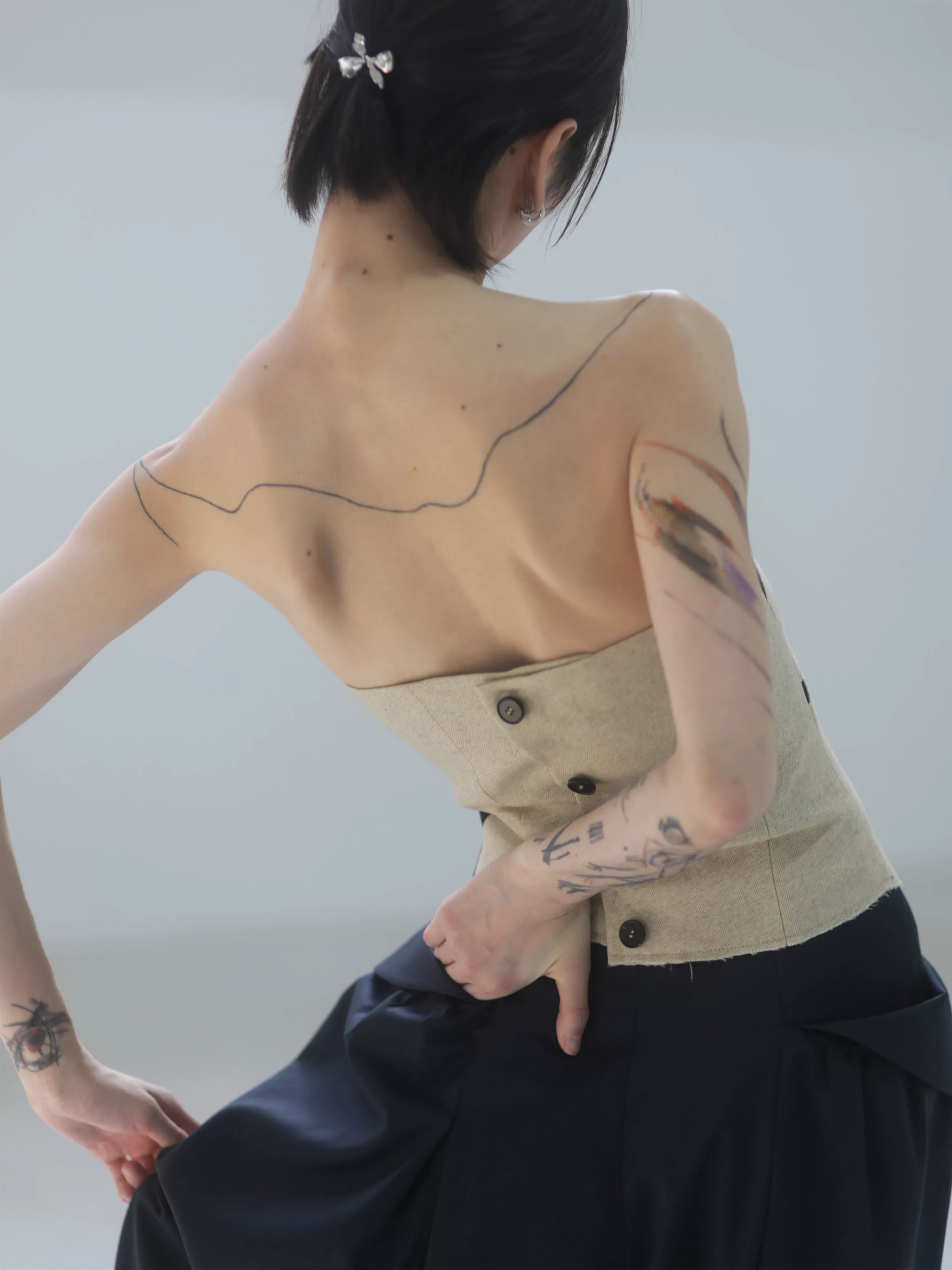 Ivory Wave Sculpted Bustier Top