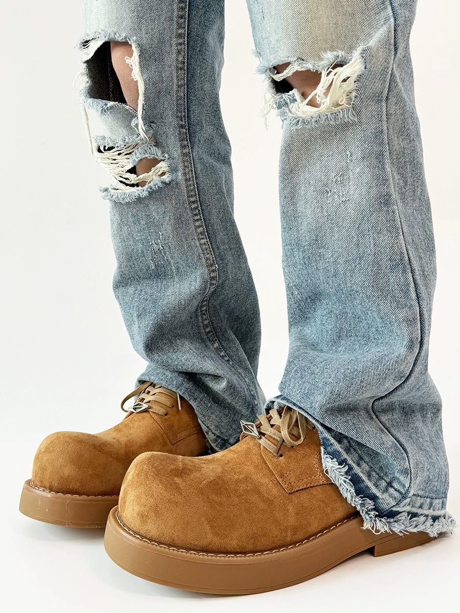 Chunky Work-Style Suede Derby Shoes