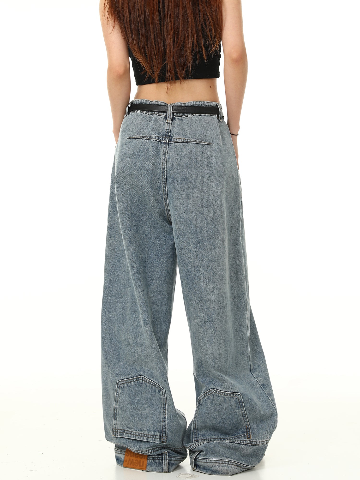 Light Wash Wide Leg Baggy Jeans