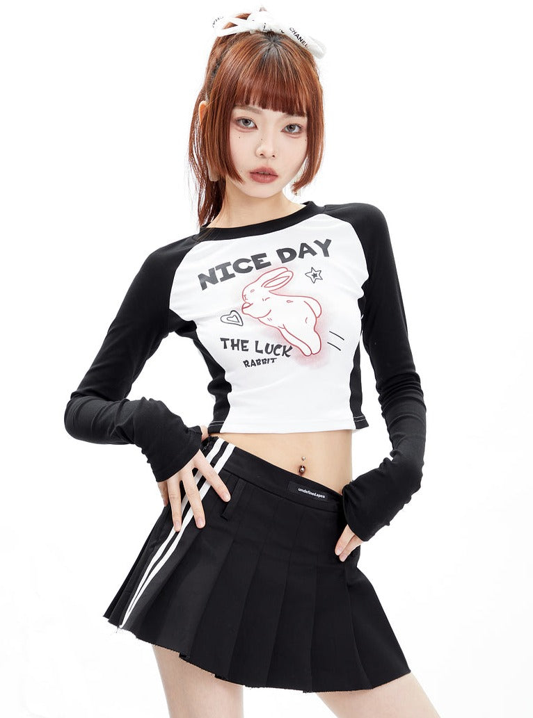 Nice Day Lucky Rabbit Raglan Crop Tee