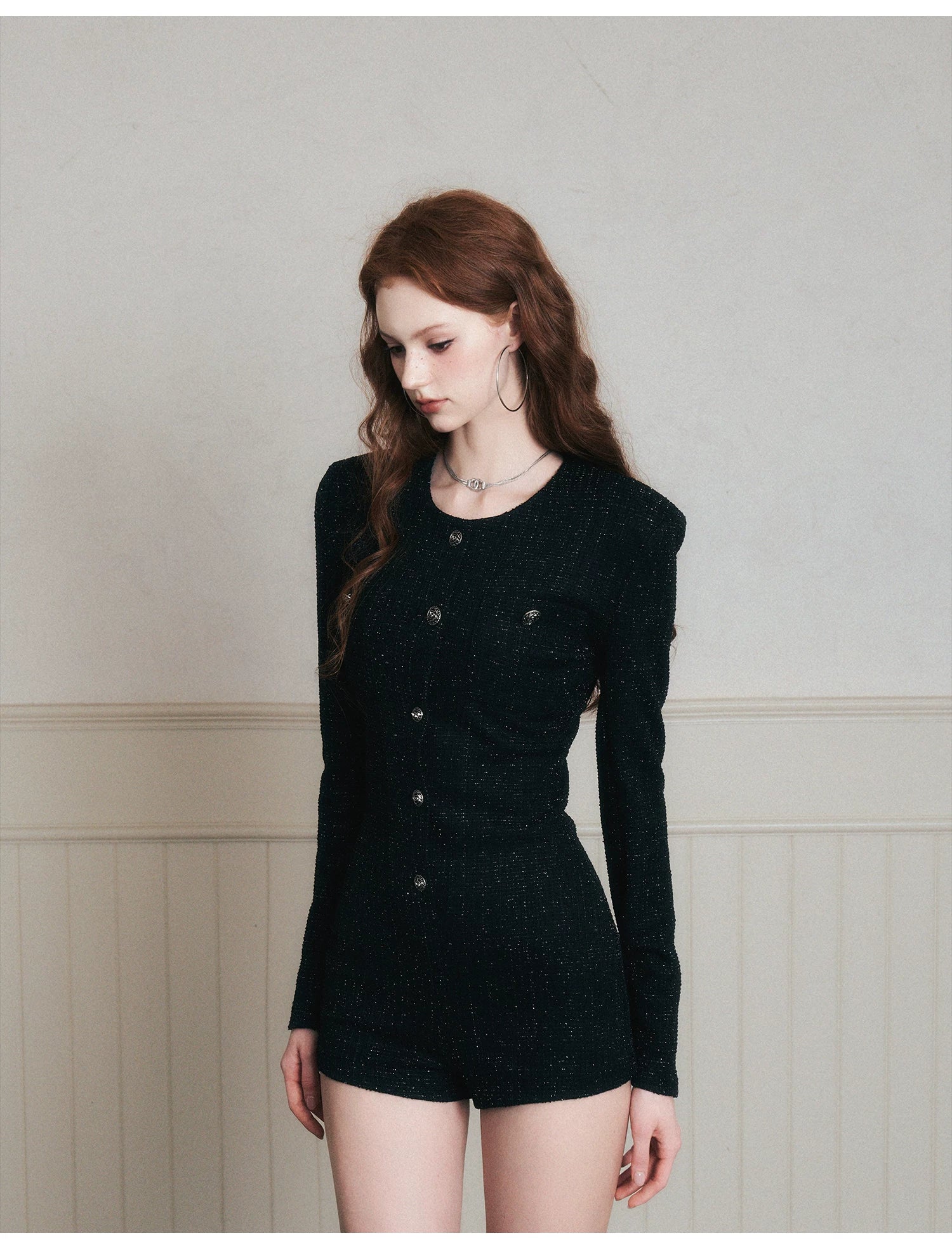 Midnight Muse Tweed Romper