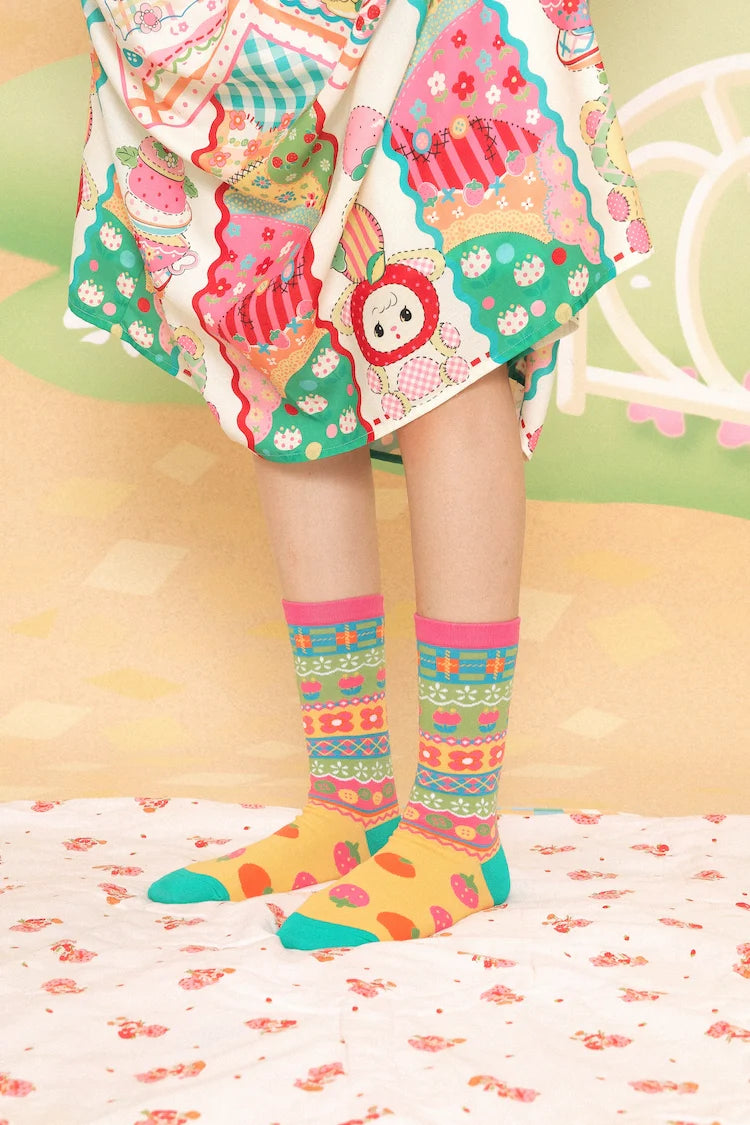 Sweet Strawberry Fair Isle Summer Socks