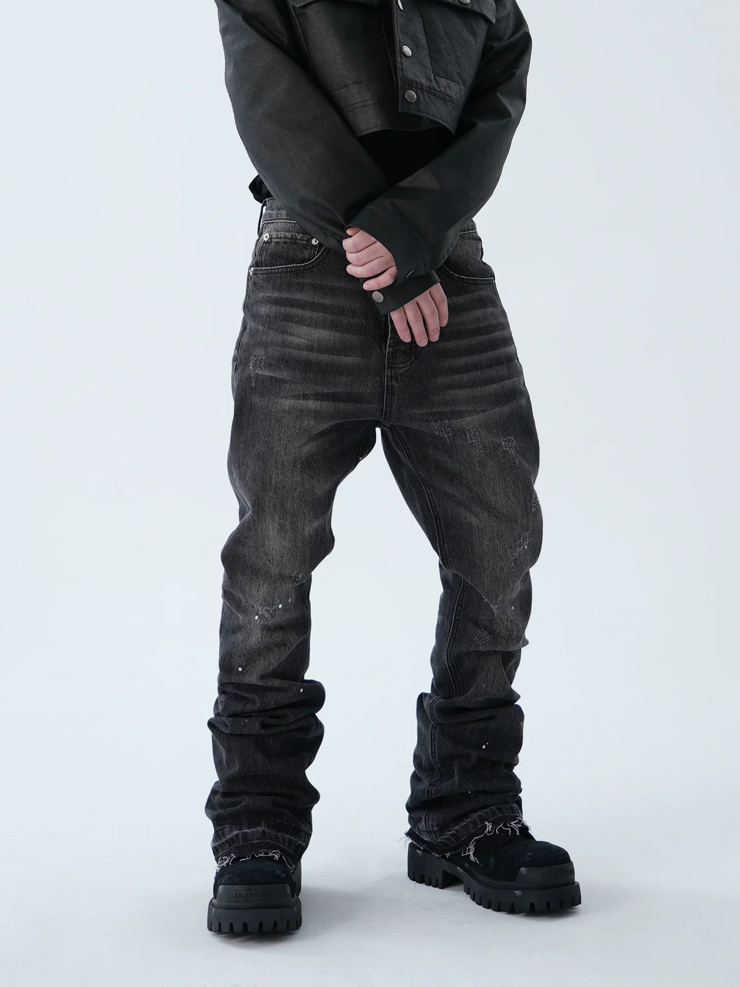 Washed Black Stacked Jeans