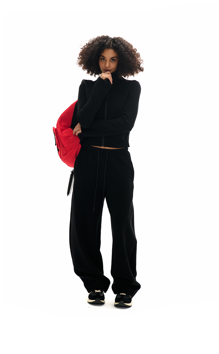 High Collar Zipper Sweatshirt And Sweatpants Set