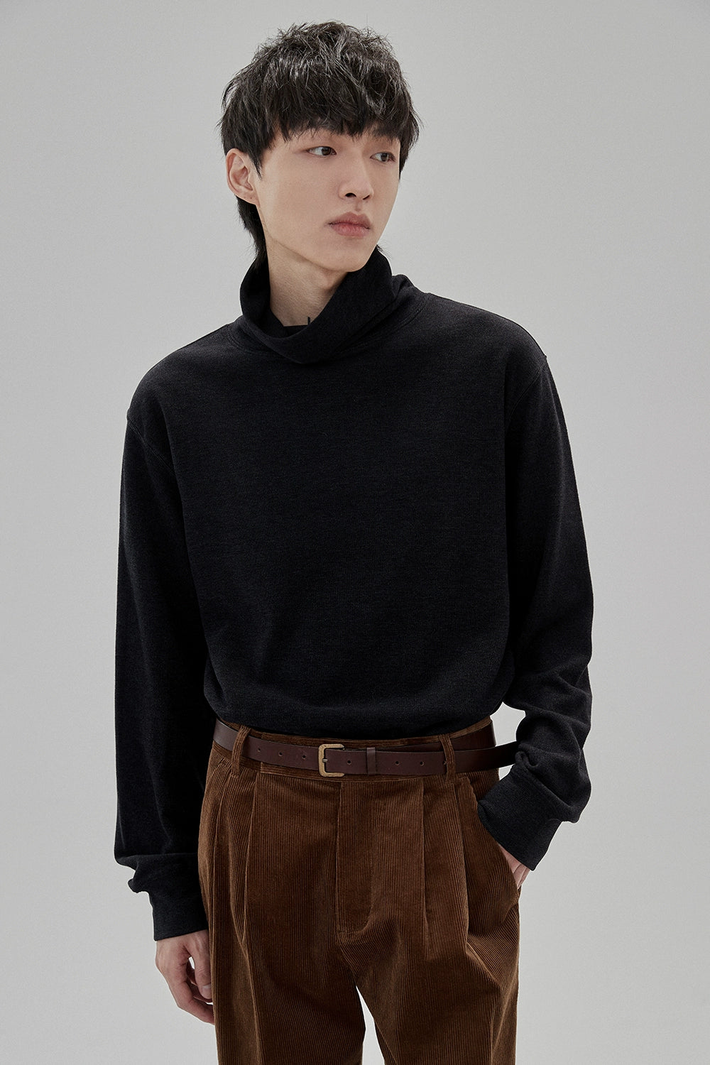 Ruched Turtleneck Oversized Long Sleeve Base Layer