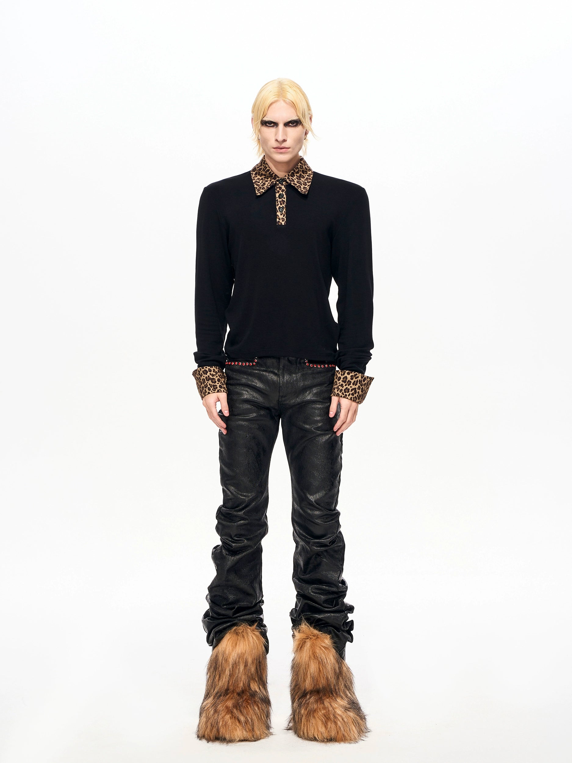 Leopard Luxe Contrast Collar Shirt