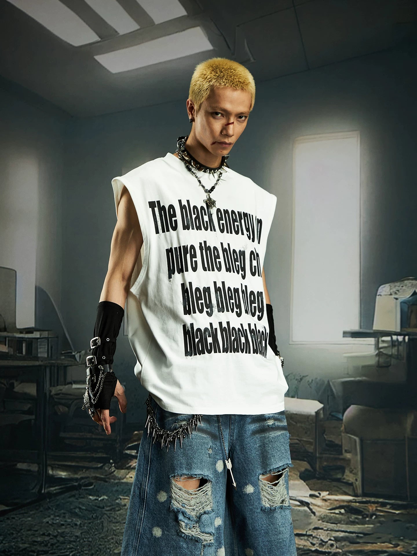 Black Energy Statement Muscle Tee