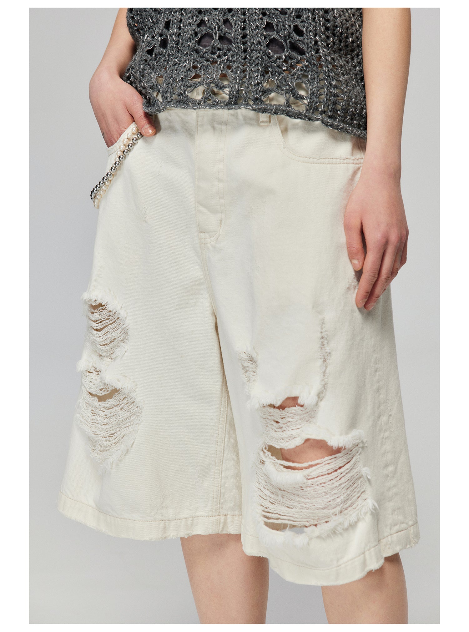 Distressed Denim Culottes