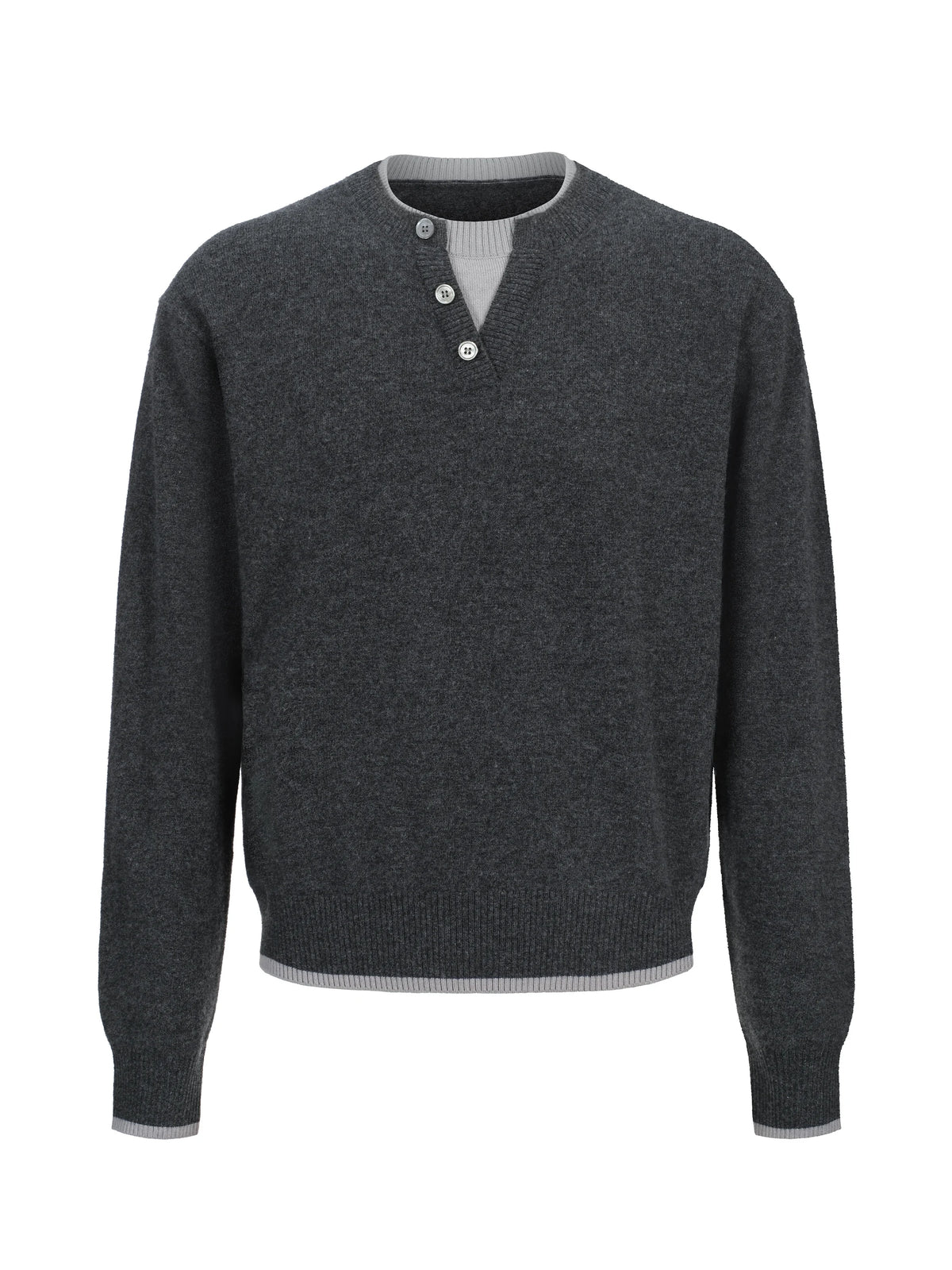 Rowan Henley Wool Knit Sweater