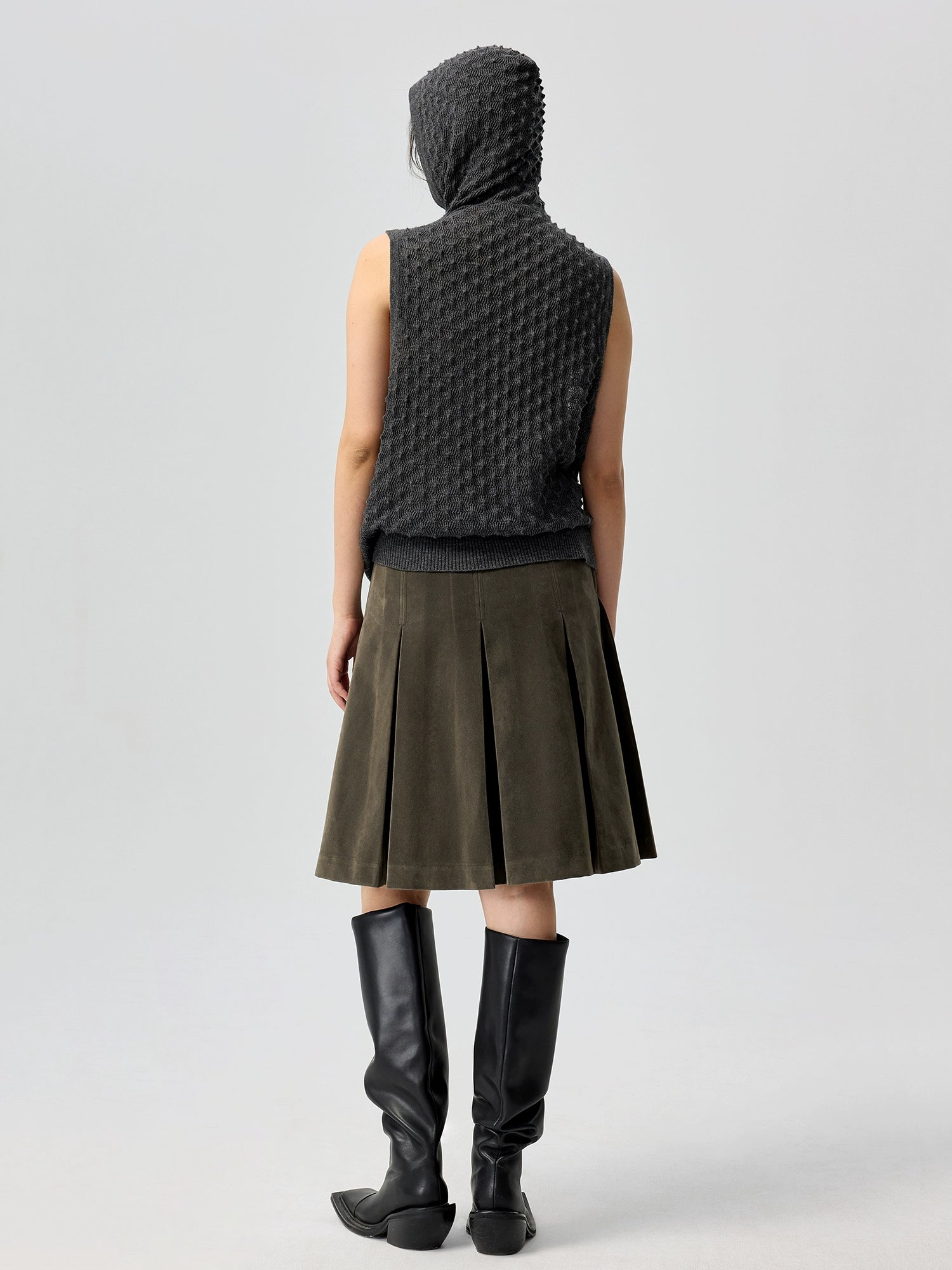 Olive Dune Pleated Mini Skirt