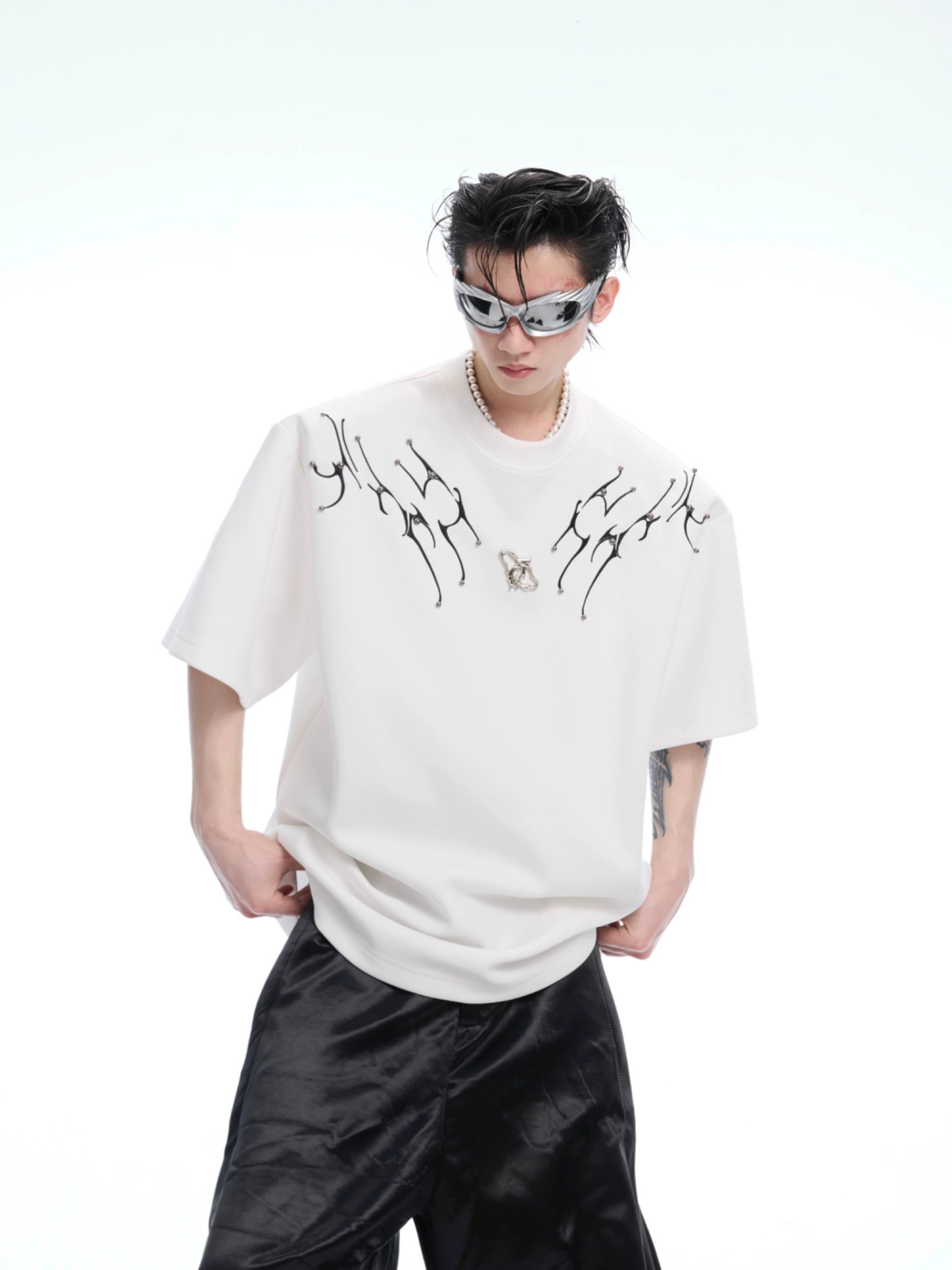 Crystal Wing White Oversized Tee