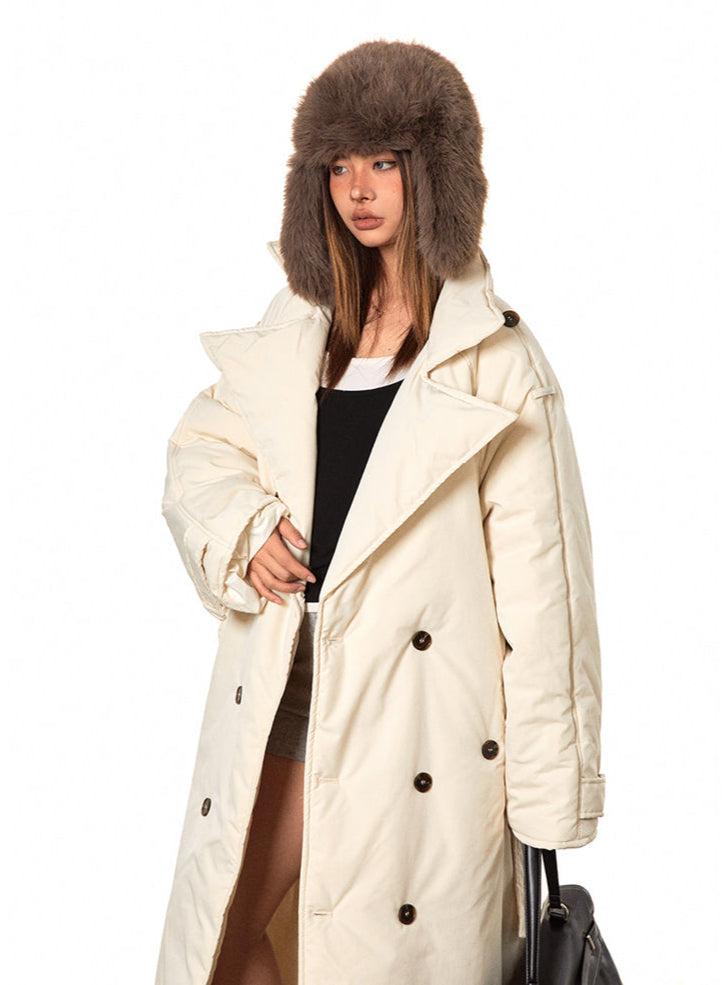 Double-Breasted Long Puffer Coat